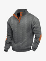 Men's Braided Cable Knit Quarter Button Sweater ElevenOasis