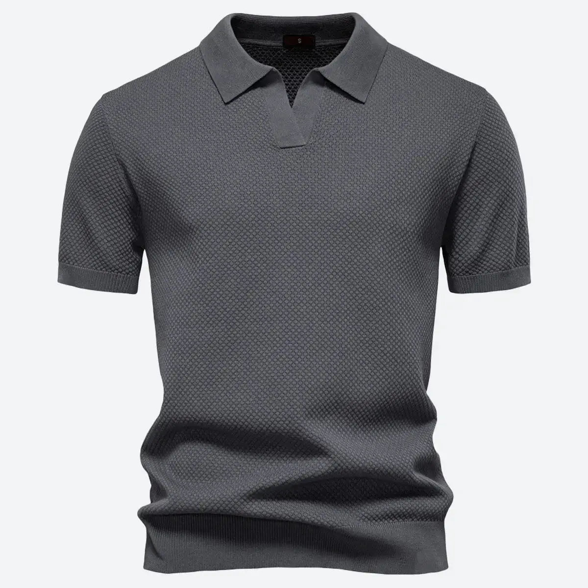 Men's Textured Knit Polo Short Sleeve Shirt ElevenOasis