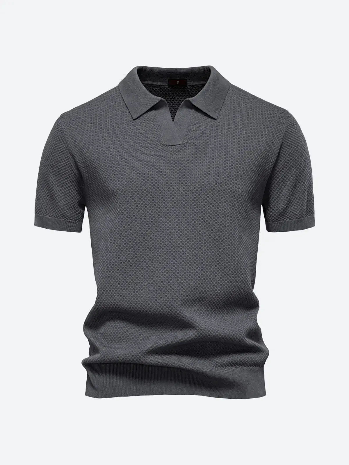 Men's Textured Knit Polo Short Sleeve Shirt ElevenOasis