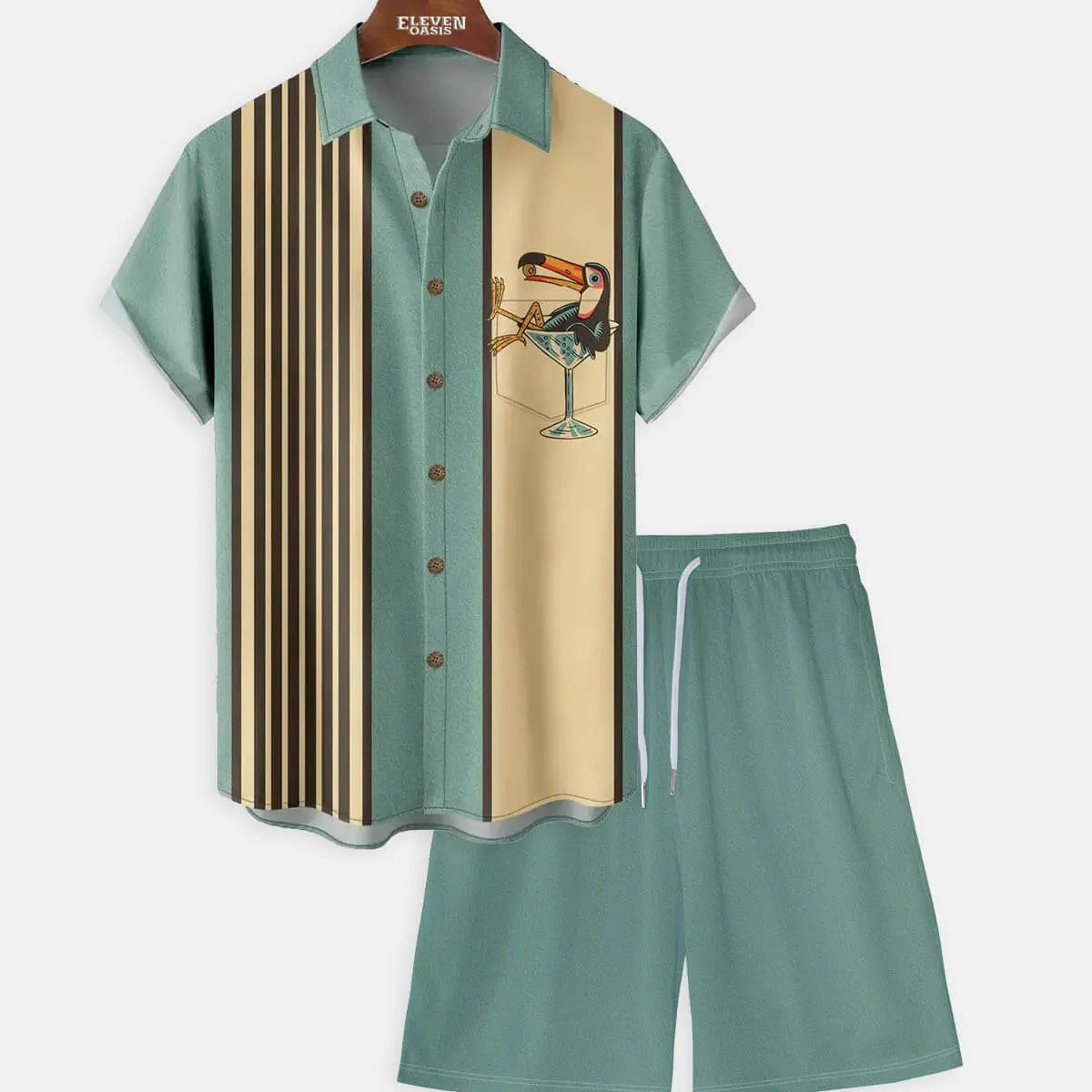 Men's Green Casual Drawstring Shorts Eleven Oasis