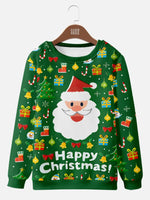 Happy Christmas Smiling Santa Green Sweatshirt, mens short sleeve shirts?¡§o?big and tall mens shirts?¡§o?short sleeve shirts for men?¡§o?mens 4xl shirts?¡§o?casual short sleeve shirts