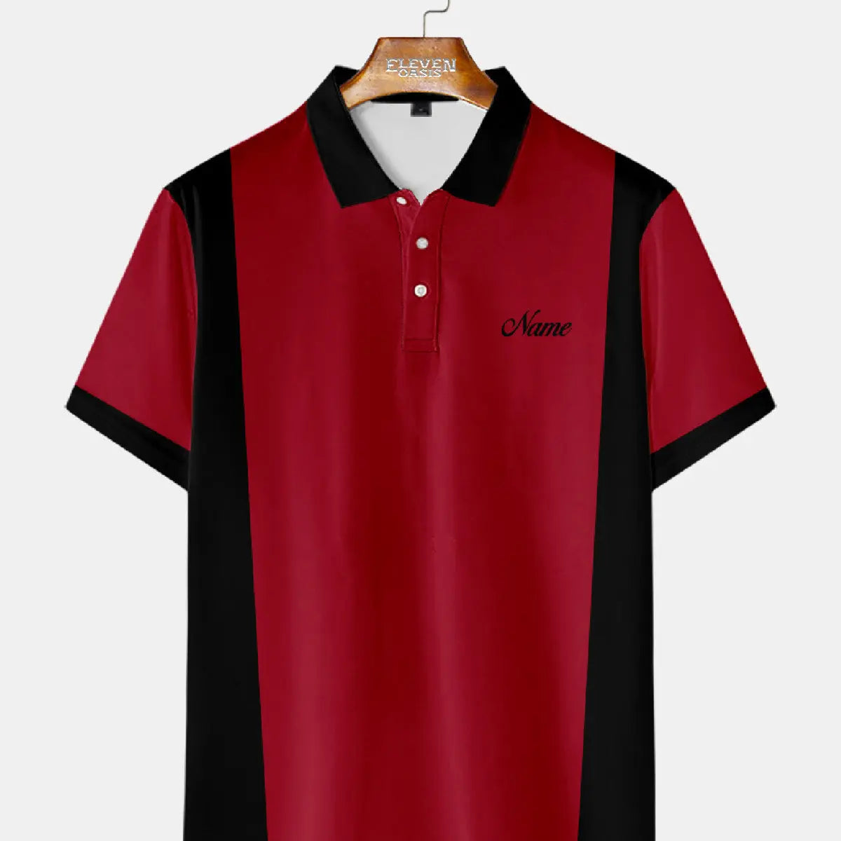 Men's Classic Customizable Bowling Style Short Sleeve Polo Shirt Eleven Oasis