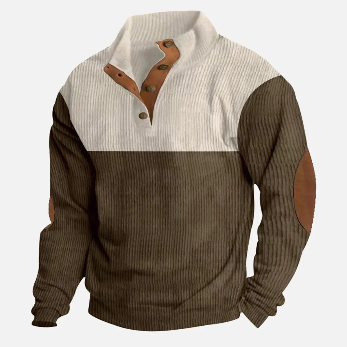 Men's Colorblock Henley Pullover Sweatshirt ElevenOasis