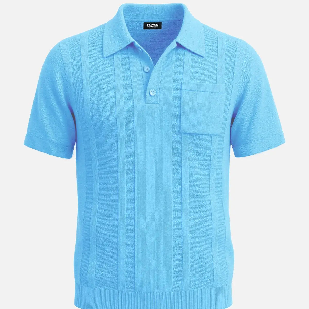 Men's Retro Ribbed Knit Short Sleeve Polo Shirt Eleven Oasis