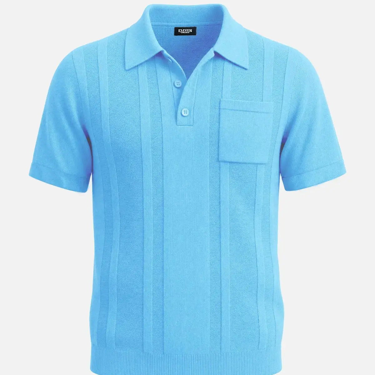 Men's Retro Ribbed Knit Short Sleeve Polo Shirt Eleven Oasis