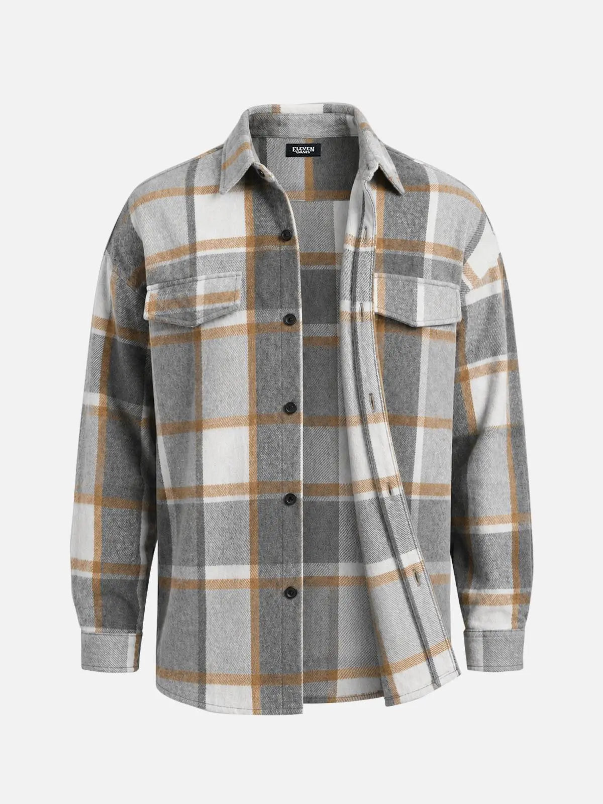 Men's Brushed Overscale Plaid Double Pocket Long Sleeve Shirt Eleven Oasis