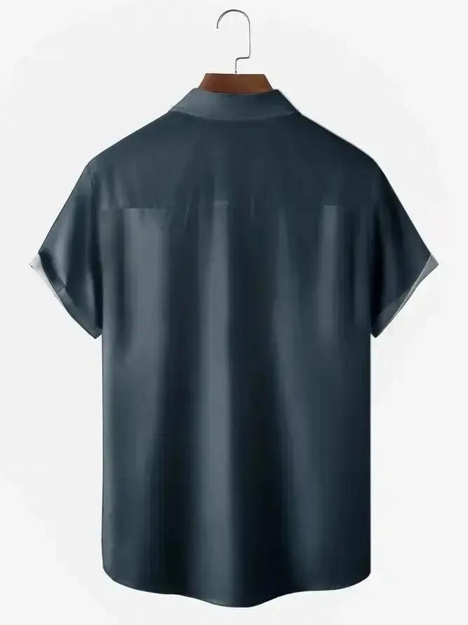 Men's Geometric Print Wrinkle Resistant Moisture Wicking Fabric Lapel Short Sleeve Hawaiian ShirtMens short sleeve shirts Big and tall Mens shirts Short sleeve shirts for men Mens 4xl shirts Casual short sleeve shirts