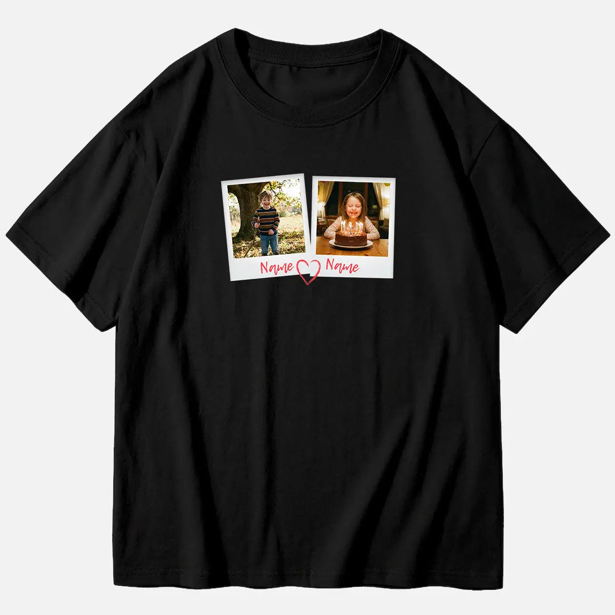 Custom Photos & Names Cotton Short Sleeve T-Shirt Eleven Oasis
