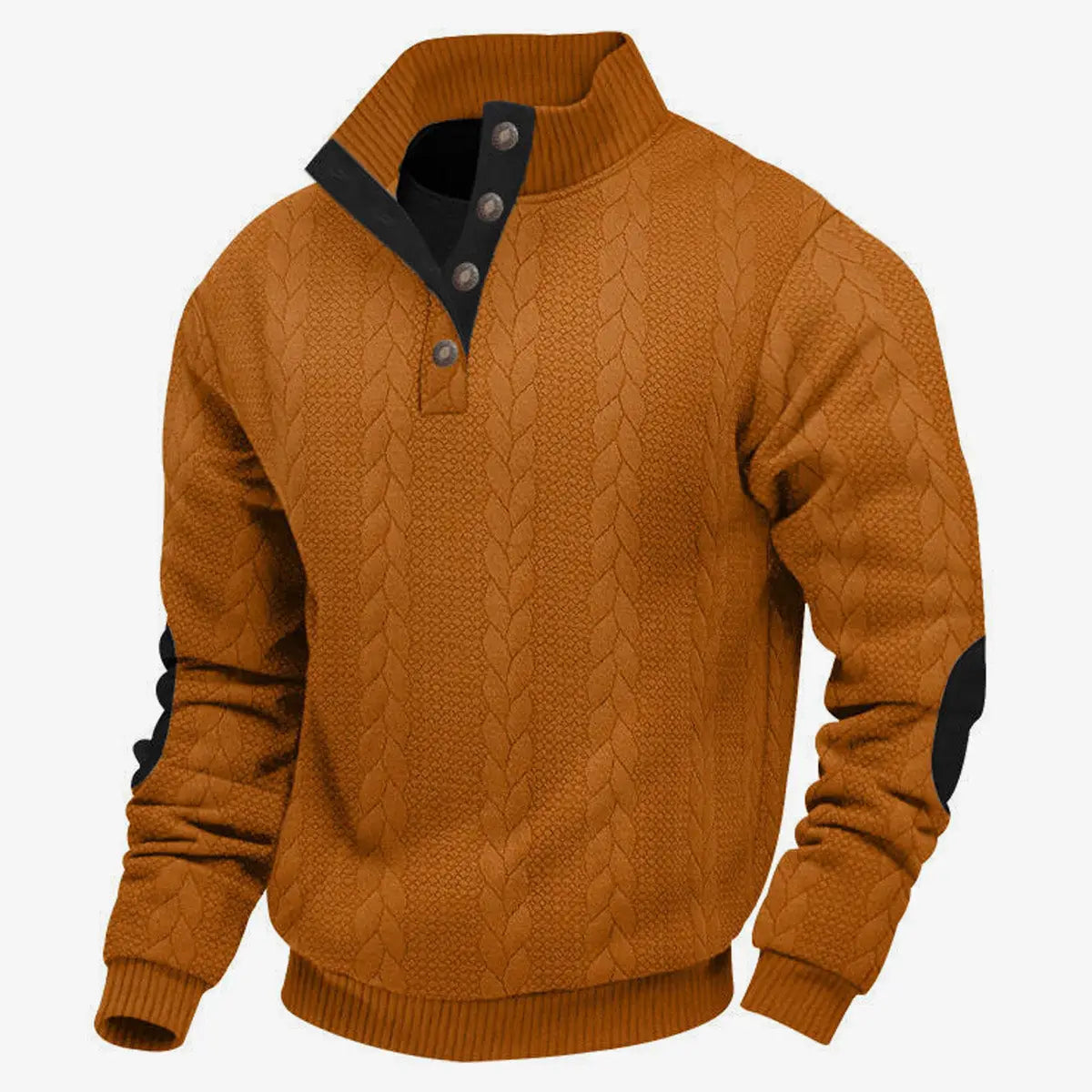 Men's Braided Cable Knit Quarter Button Sweatshirt ElevenOasis