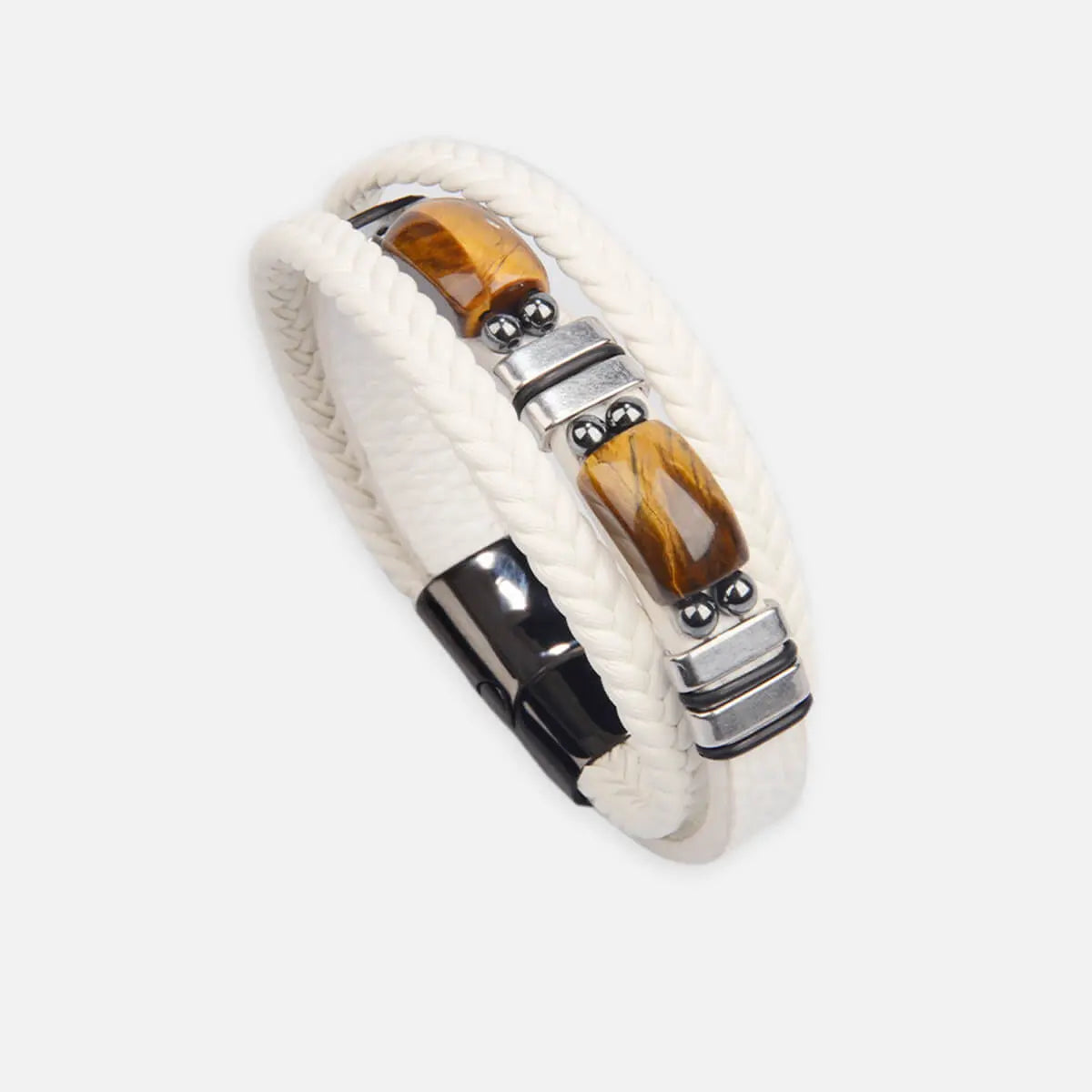 Men's Braided Leather Stone Bracelet ElevenOasis