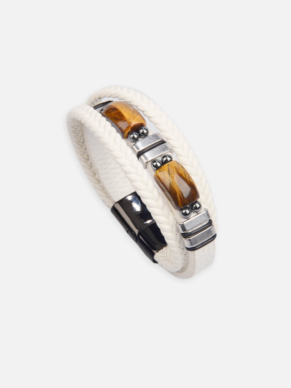 Men's Braided Leather Stone Bracelet Eleven Oasis