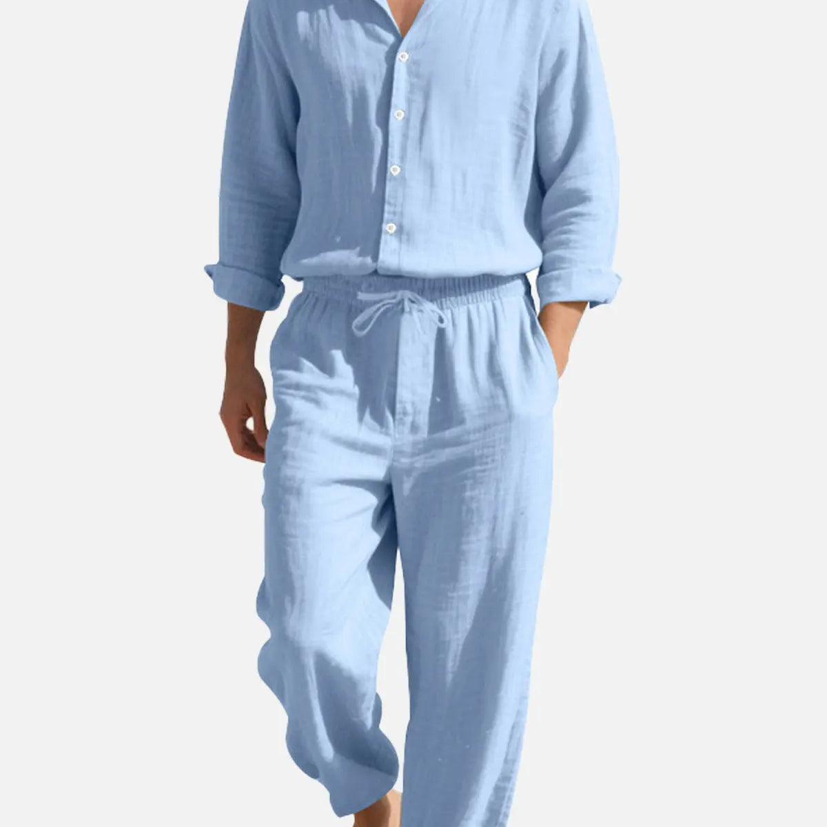 Men's Linen Blend Relaxed Two-Piece Set ElevenOasis
