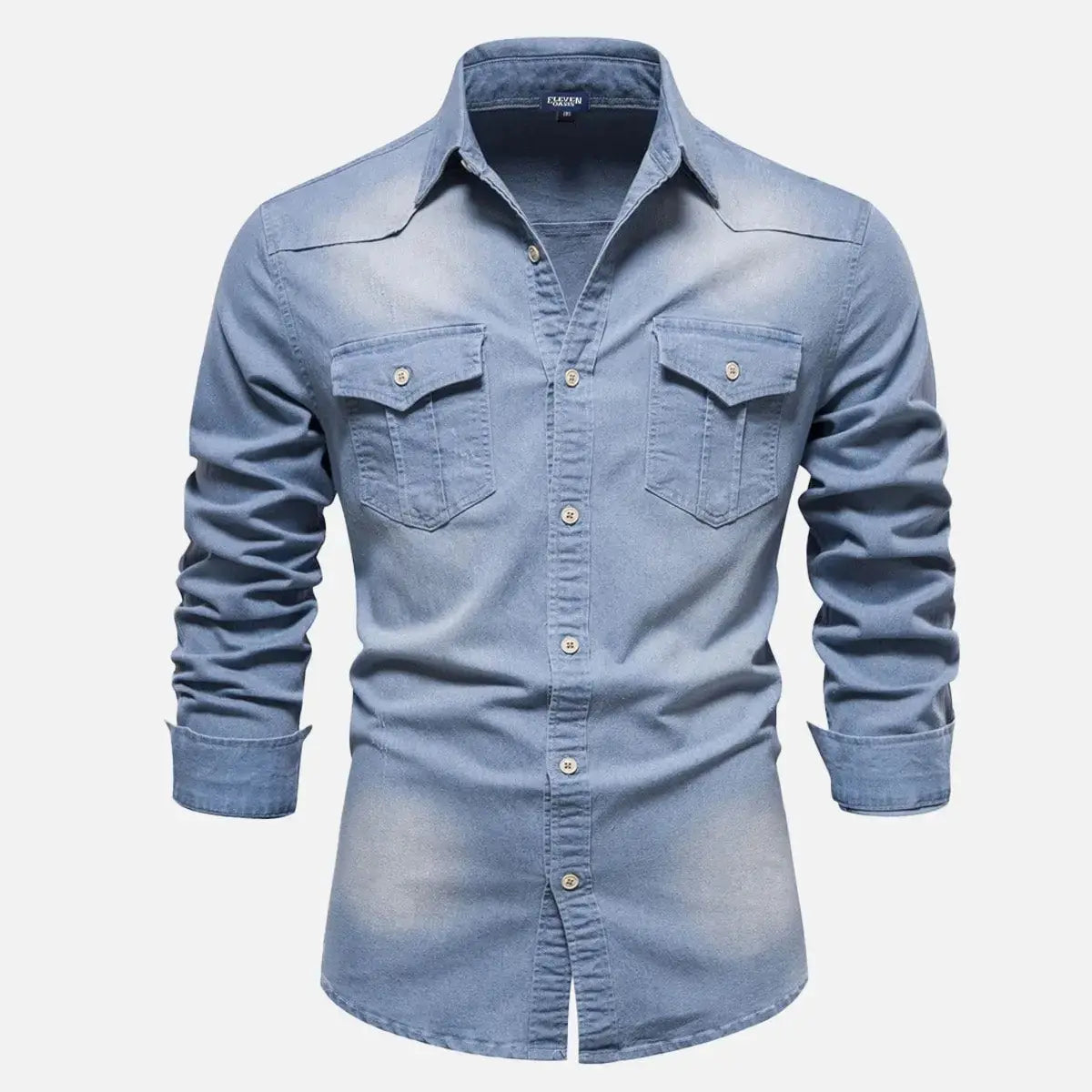 Men's Classic Denim Western Long Sleeve Shirt ElevenOasis