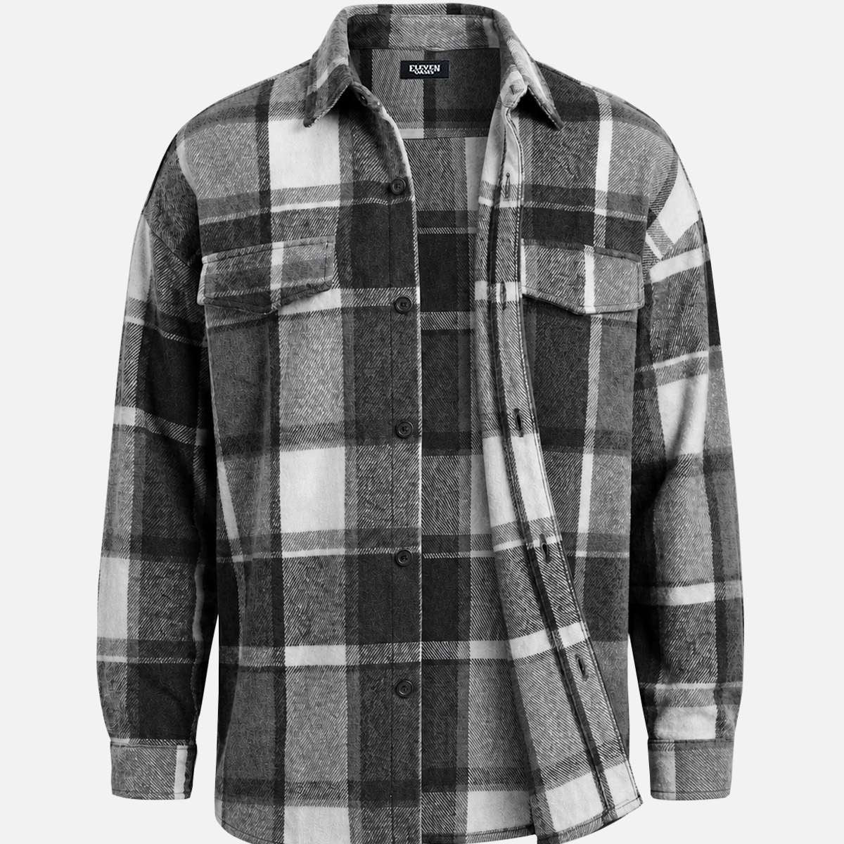 Men's Brushed Overscale Plaid Double Pocket Long Sleeve Shirt Eleven Oasis