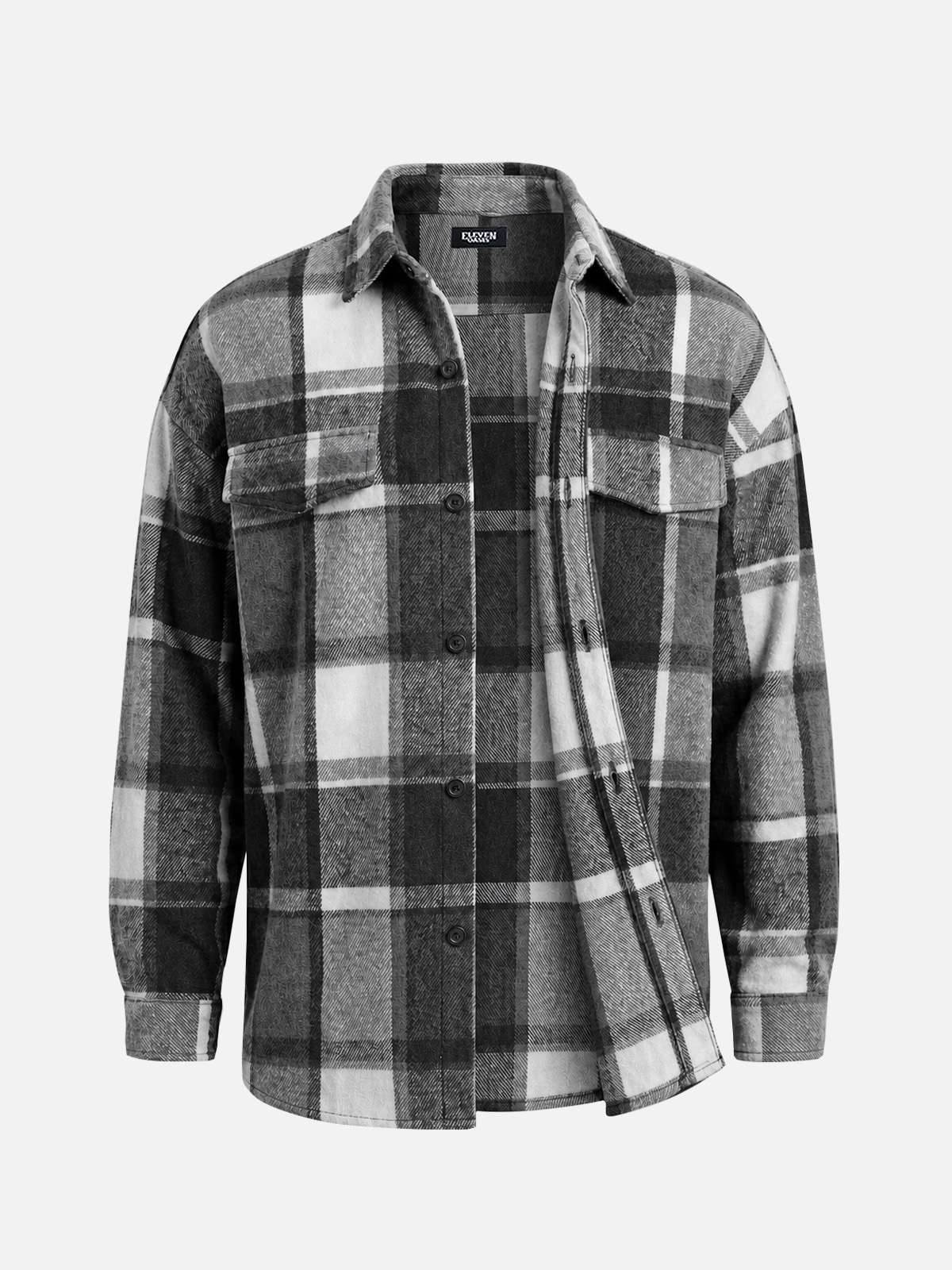 Men's Brushed Overscale Plaid Double Pocket Long Sleeve Shirt Eleven Oasis
