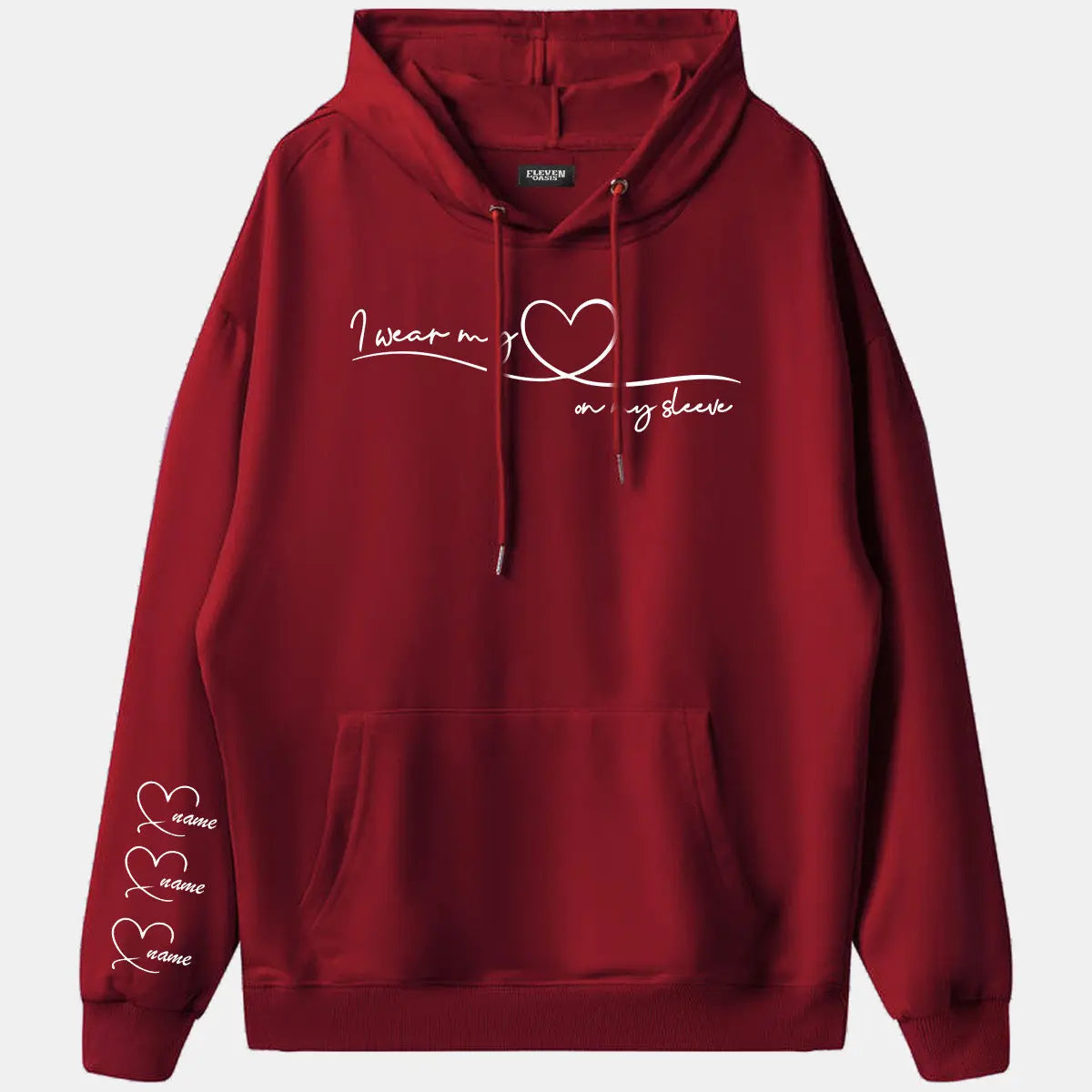Custom Heart Sleeve Hoodie Eleven Oasis