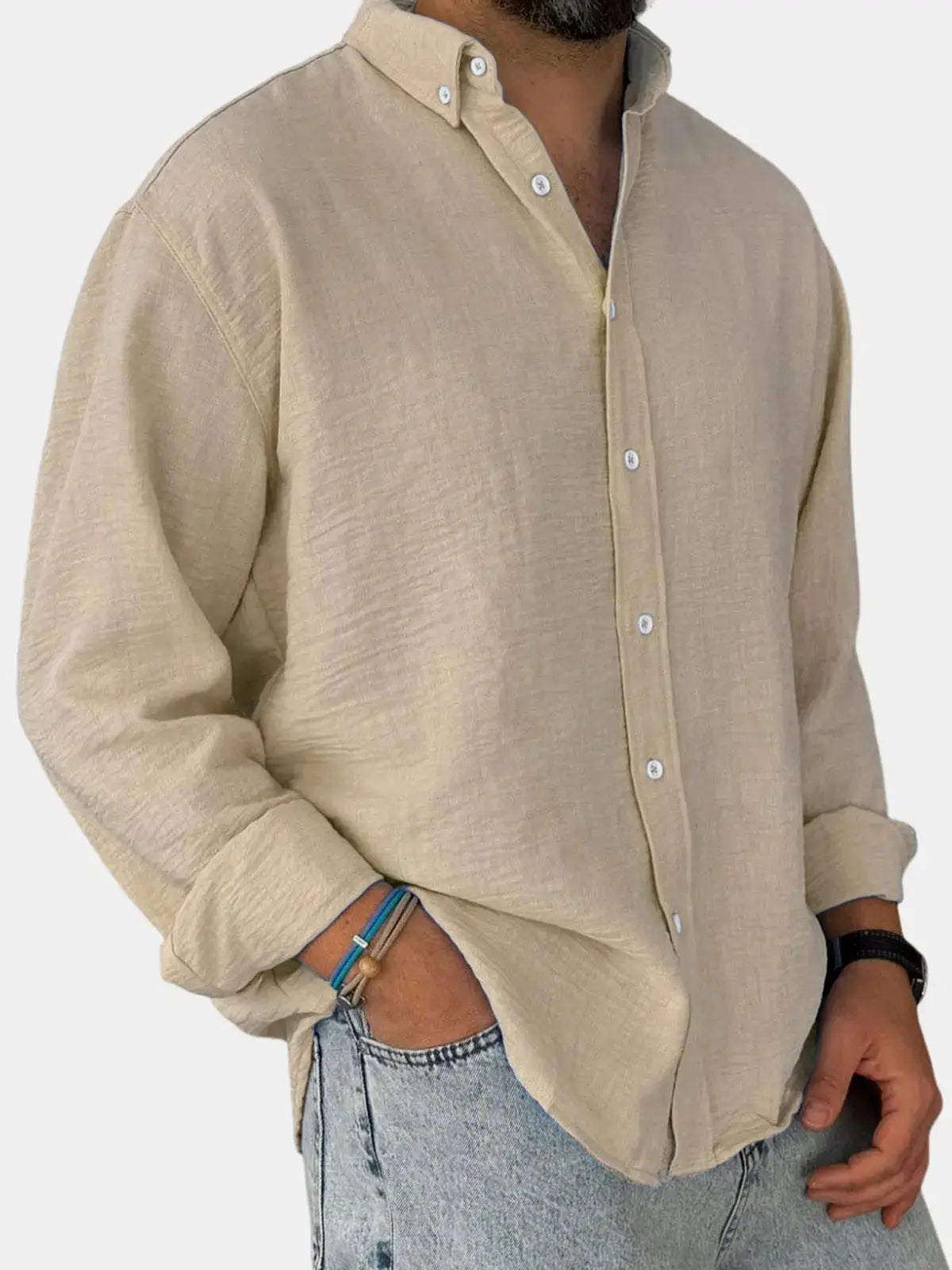 Men's 100% Cotton Button Down Long Sleeve Shirt ElevenOasis