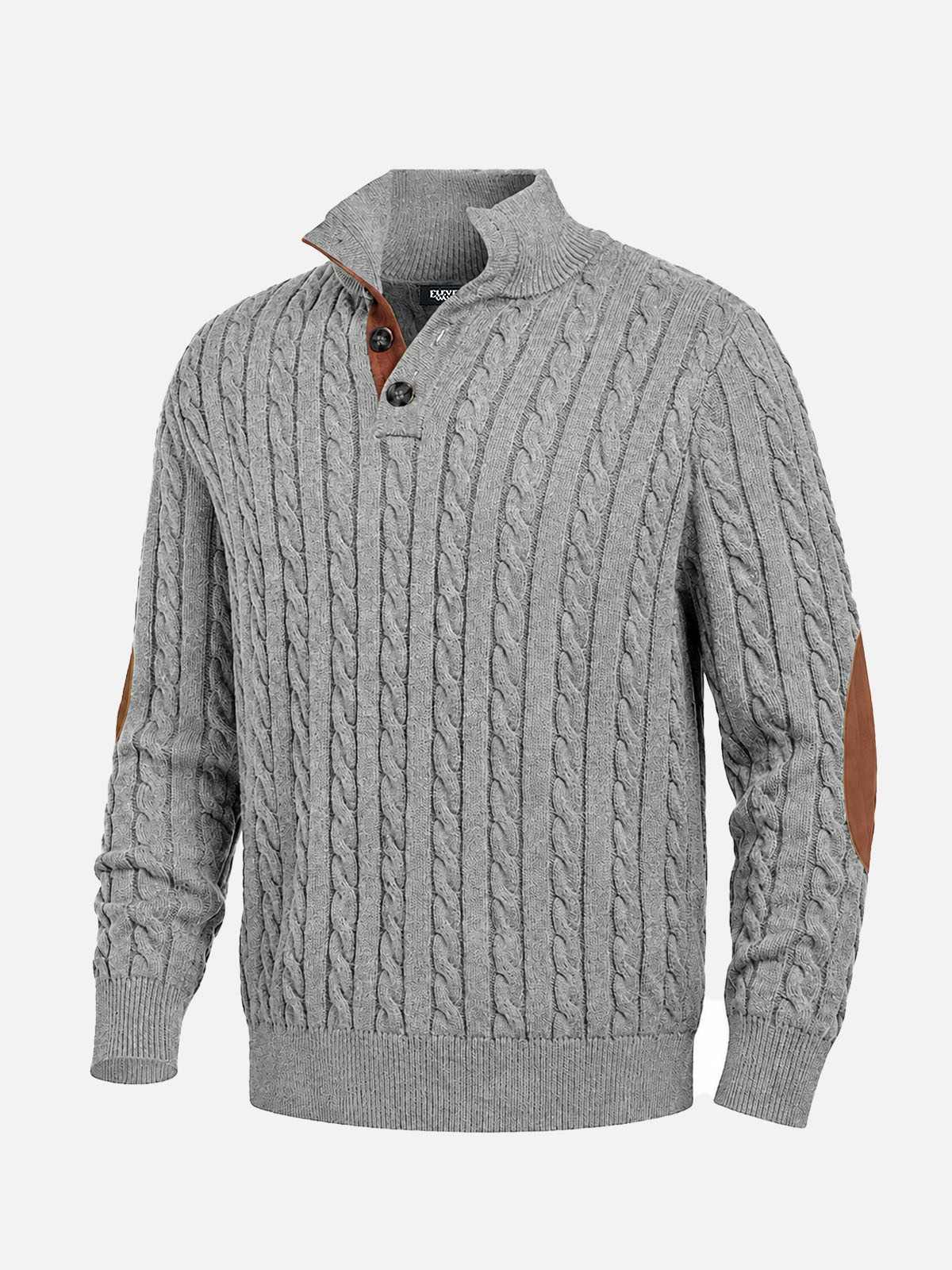 Men's Cable Knit Henley Slim Fit Sweater Eleven Oasis