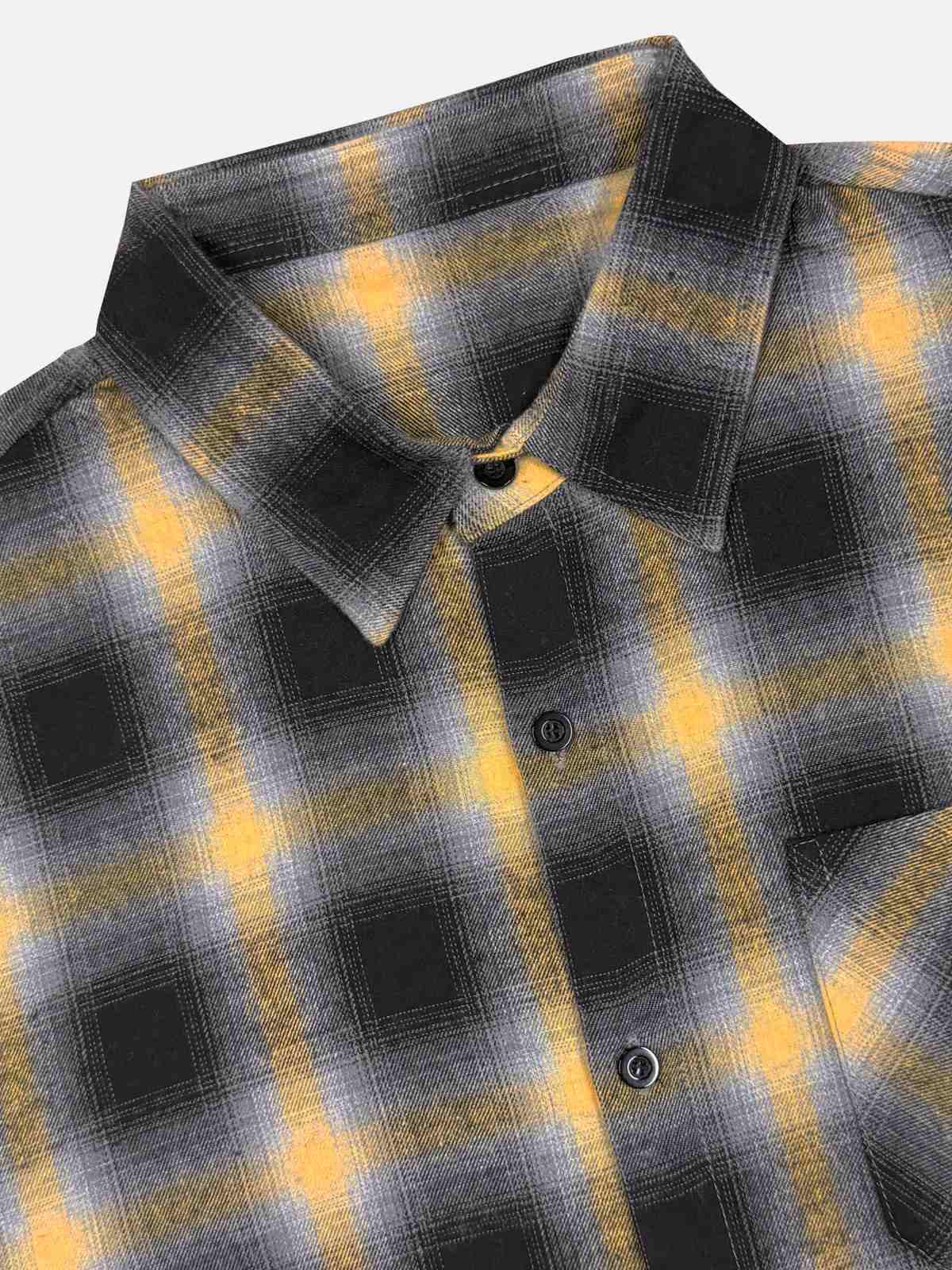 Men's Shadow Plaid Pocket Long Sleeve Shirt Eleven Oasis