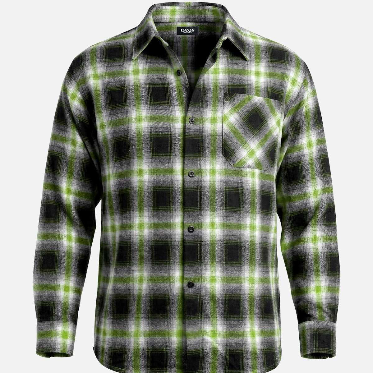 Men's Shadow Plaid Pocket Long Sleeve Shirt Eleven Oasis