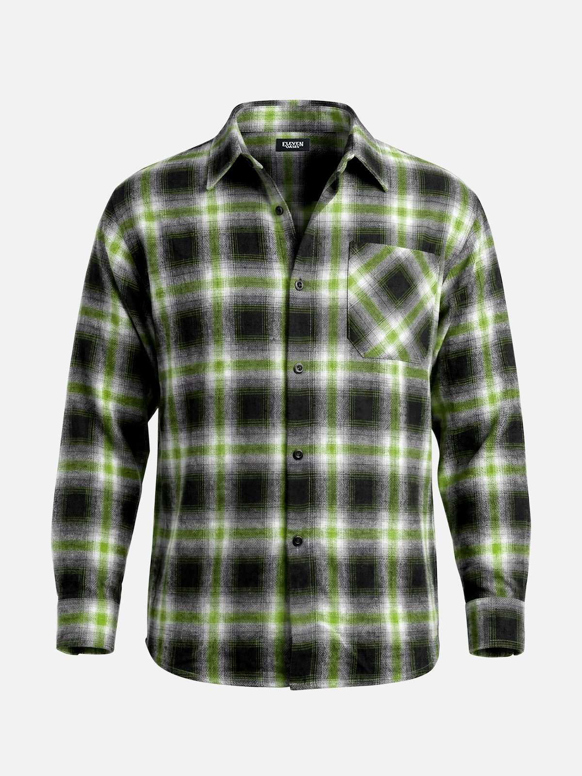 Men's Shadow Plaid Pocket Long Sleeve Shirt Eleven Oasis