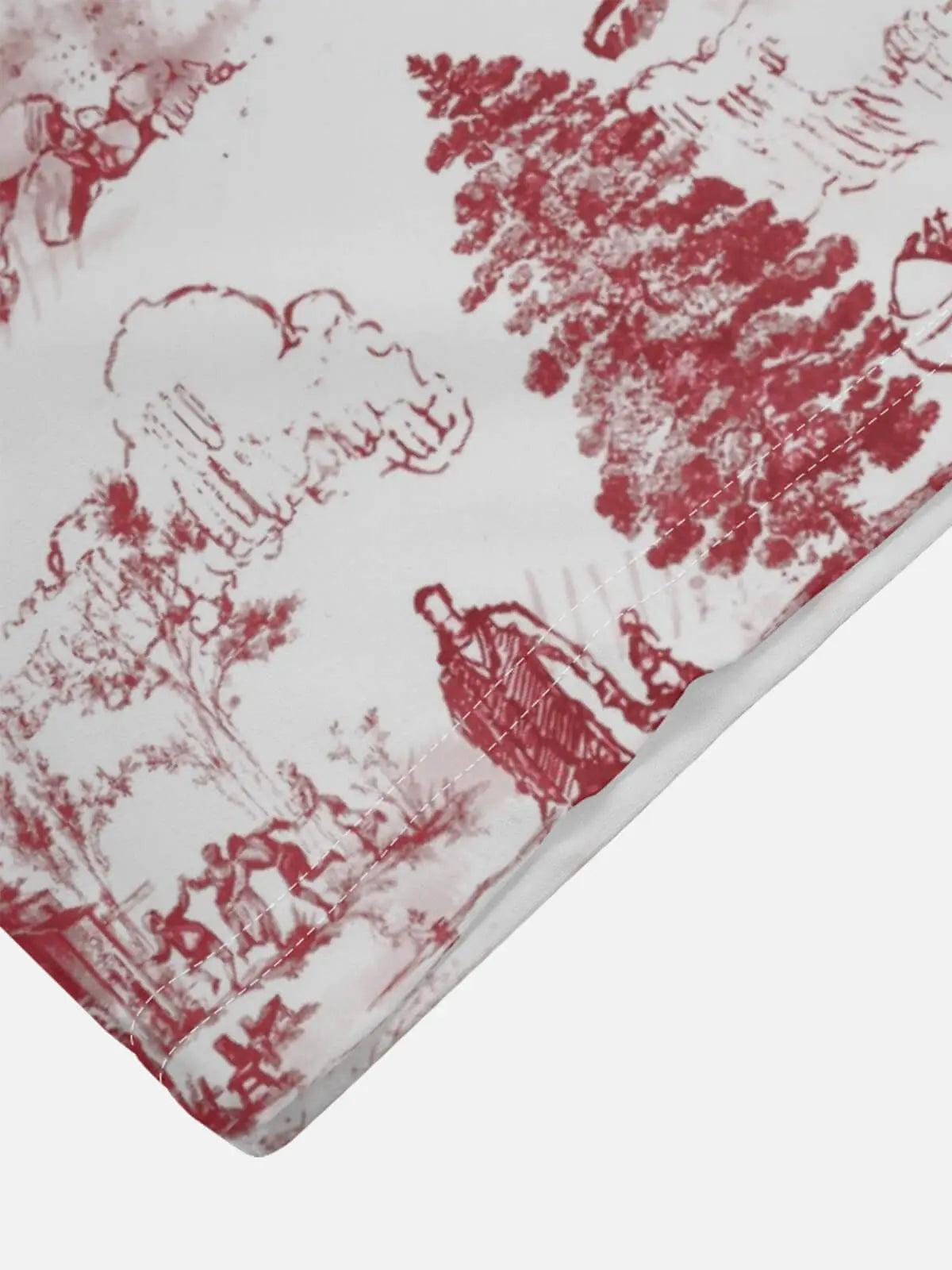 Tall Men's Vintage Santa Toile Print Short Sleeve Shirt Eleven Oasis