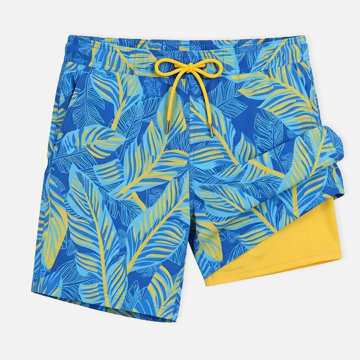Men's Slim Fit Tropical Print Swim Trunks Eleven Oasis