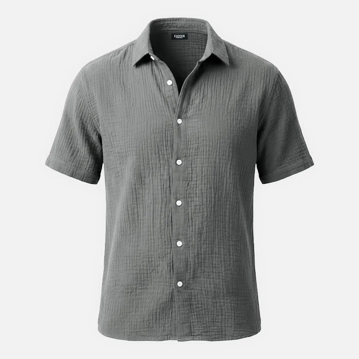 Men's Classic Cotton Crinkled Texture Short Sleeve Shirt ElevenOasis