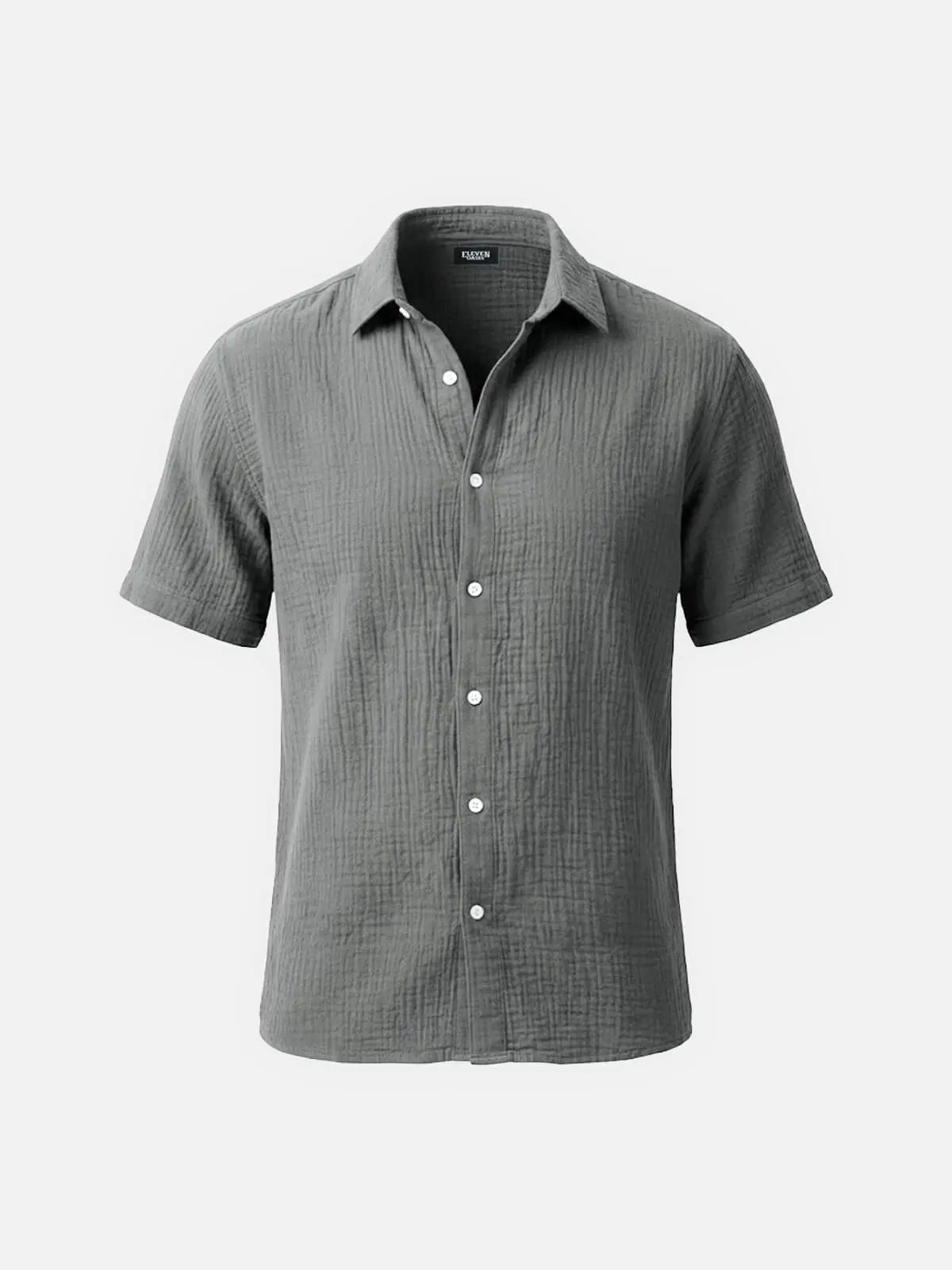 Men's Classic Cotton Crinkled Texture Short Sleeve Shirt ElevenOasis