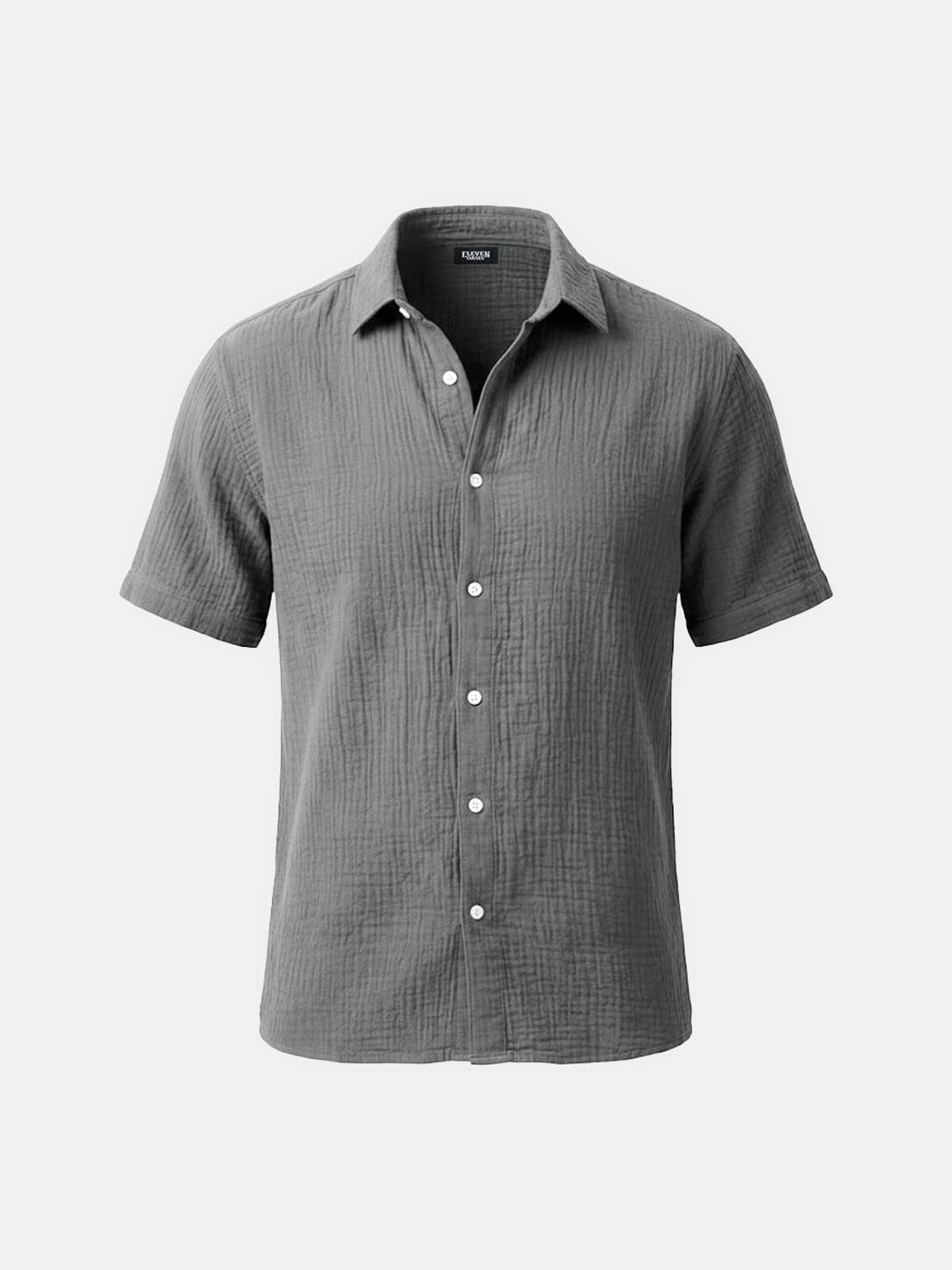 Men's Classic Cotton Crinkled Texture Short Sleeve Shirt Eleven Oasis