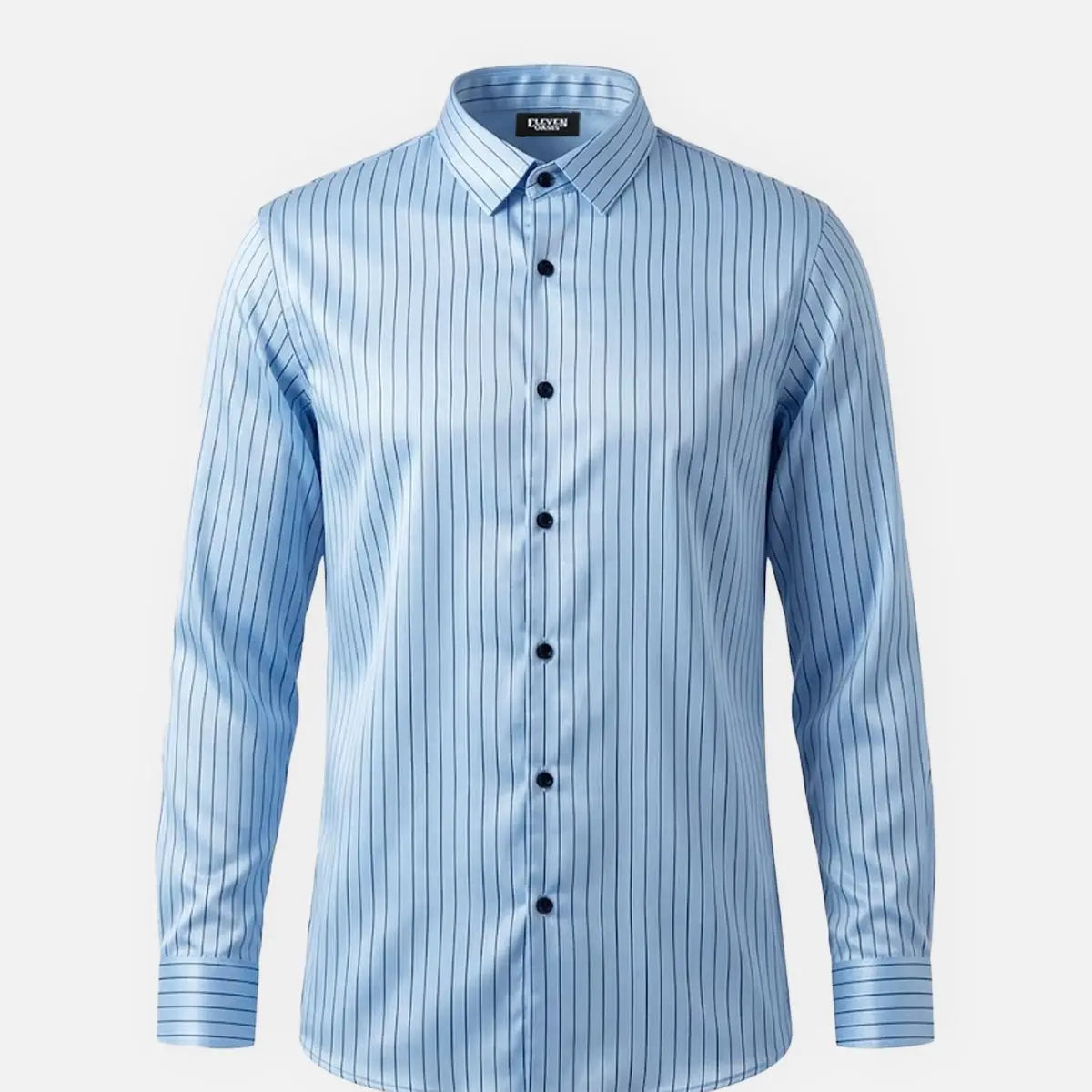 Men's Classic Pinstripe Stretch Slim Fit Long Sleeve Shirt Eleven Oasis