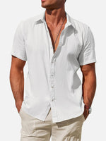Men's Striped Textured Cotton Short Sleeve Shirt Eleven Oasis