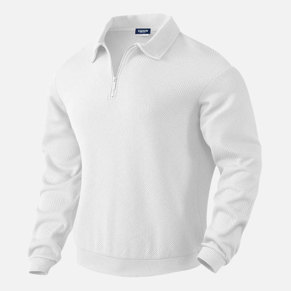 Men's Black Textured Half-Zip Pullover Sweatshirt ElevenOasis