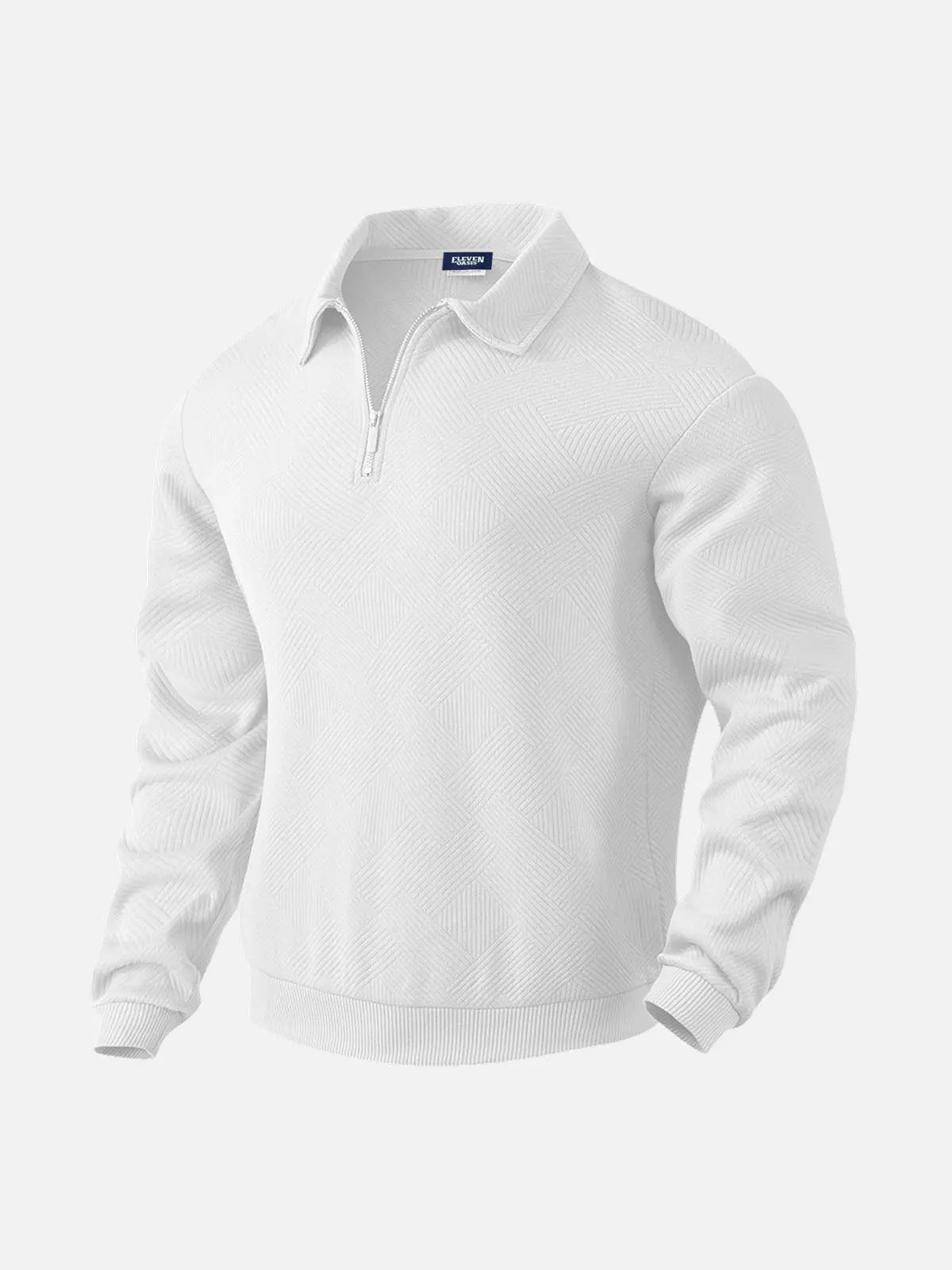 Men's Black Textured Half-Zip Pullover Sweatshirt ElevenOasis