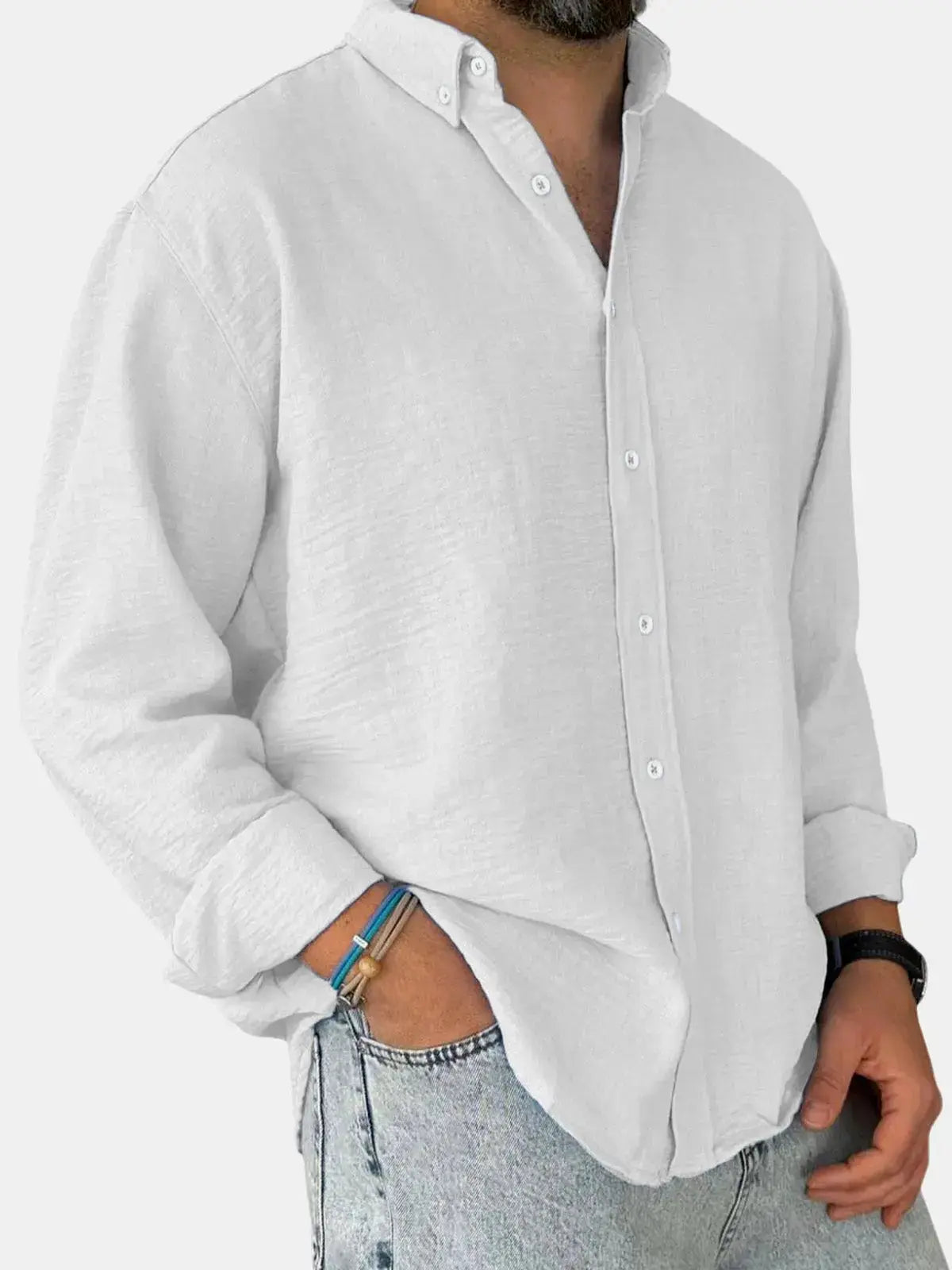 Men's 100% Cotton Button Down Long Sleeve Shirt ElevenOasis