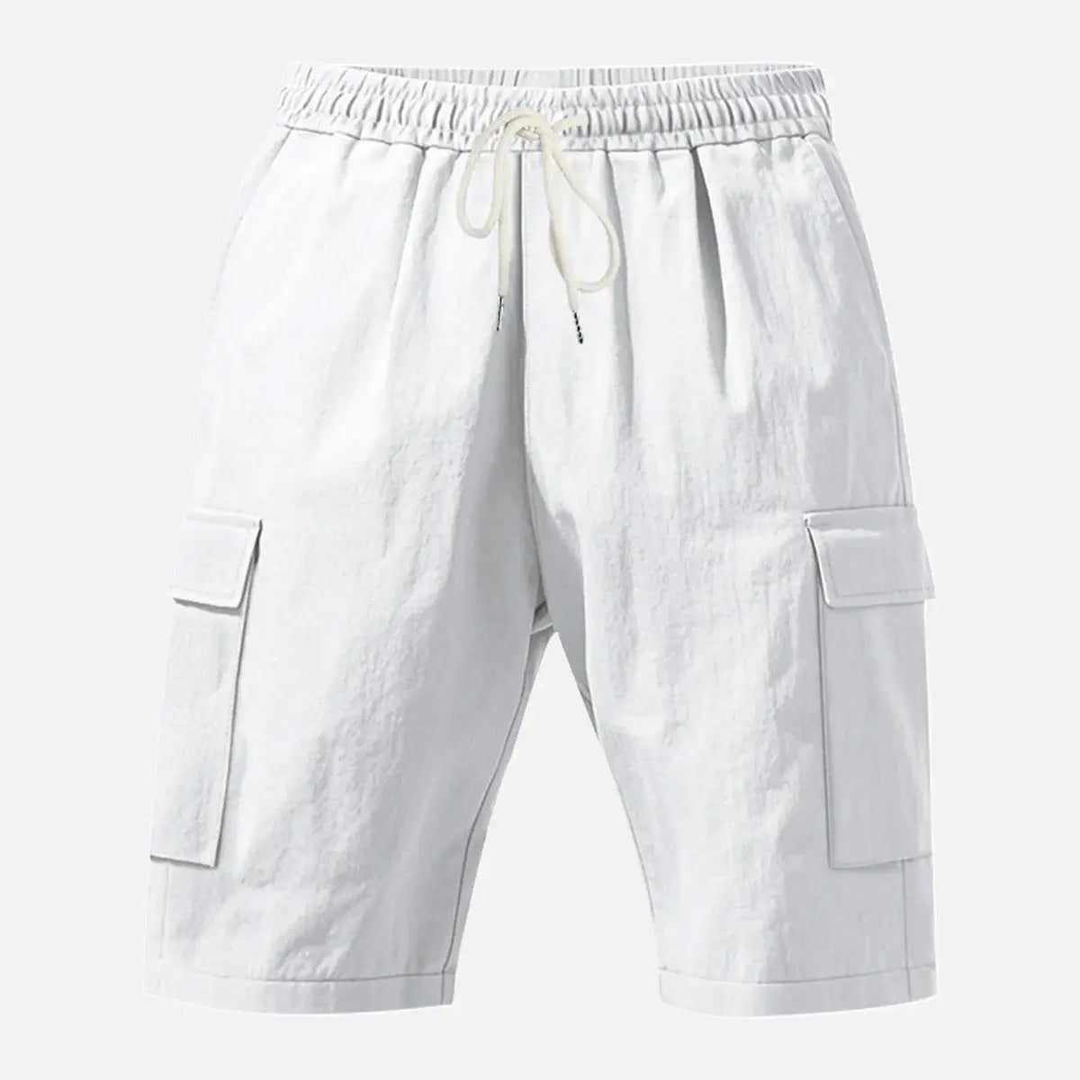 Men's Solid Color Linen Shorts Waist Drawstring Cargo Shorts ElevenOasis
