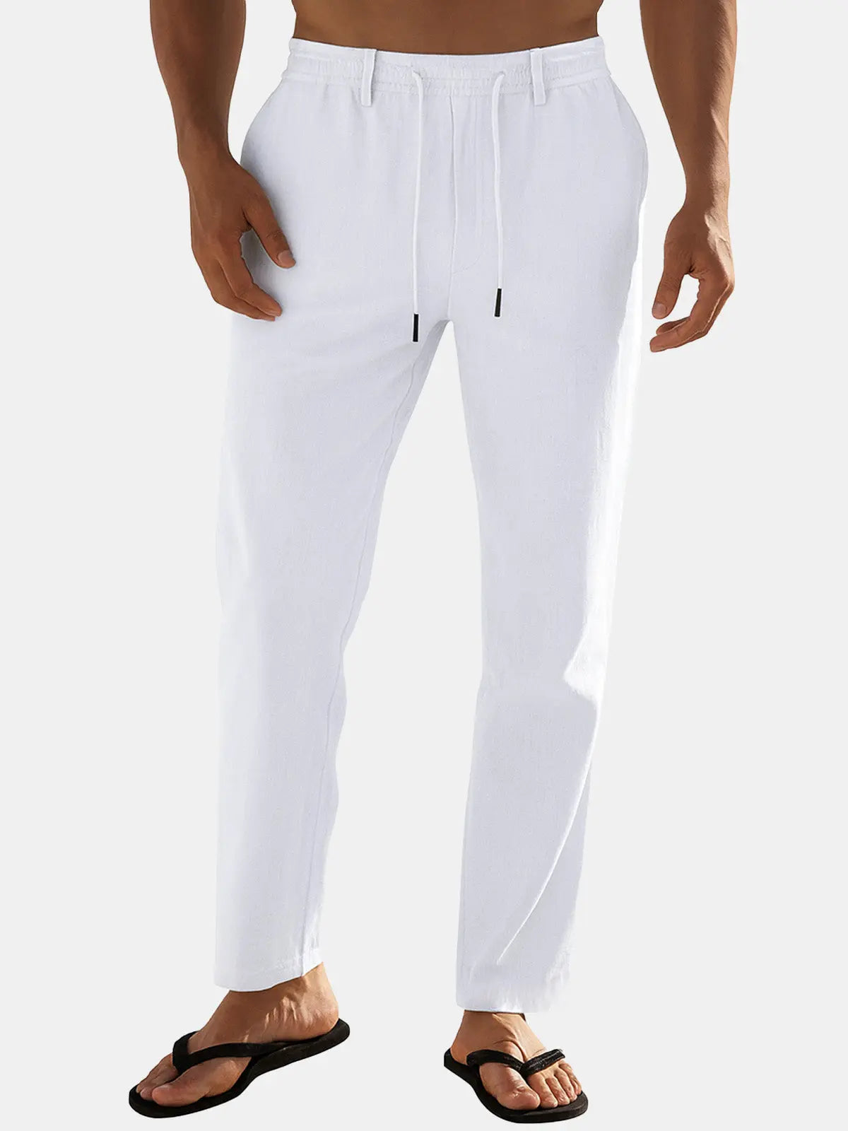 Men's Regular Fit Linen Blend Drawstring Pants ElevenOasis