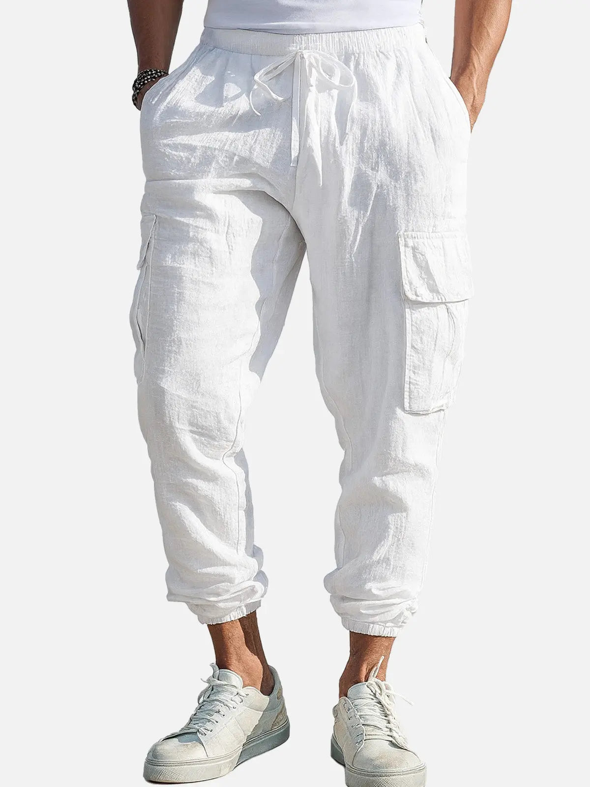 Men's Casual Linen Cargo Jogger Pants ElevenOasis