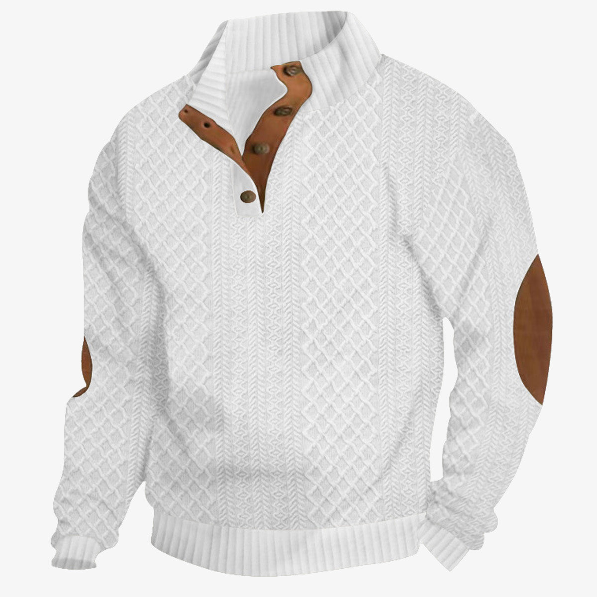 Men's Cable Knit Quarter Button Pullover Sweatshirt ElevenOasis