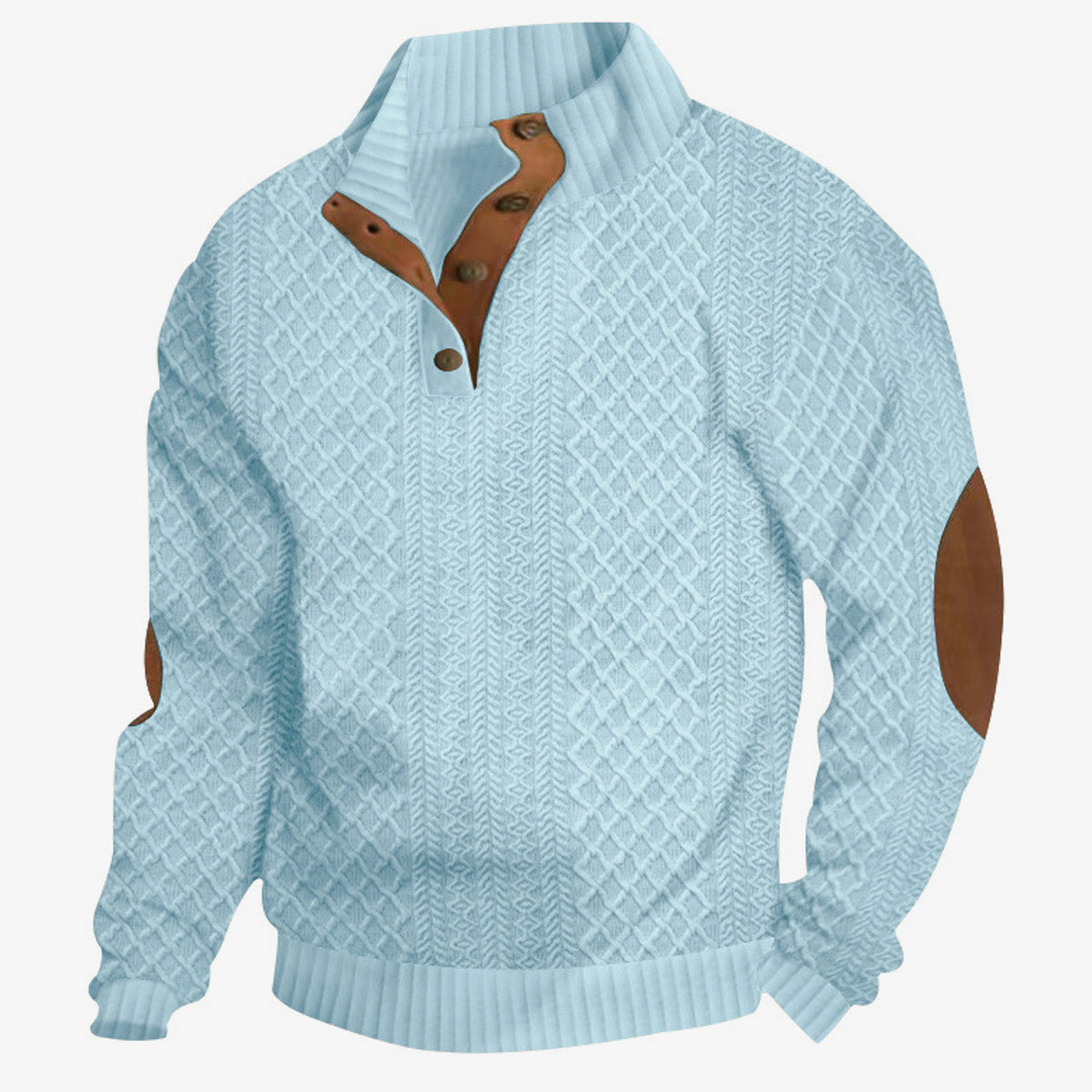 Men's Cable Knit Quarter Button Pullover Sweatshirt ElevenOasis