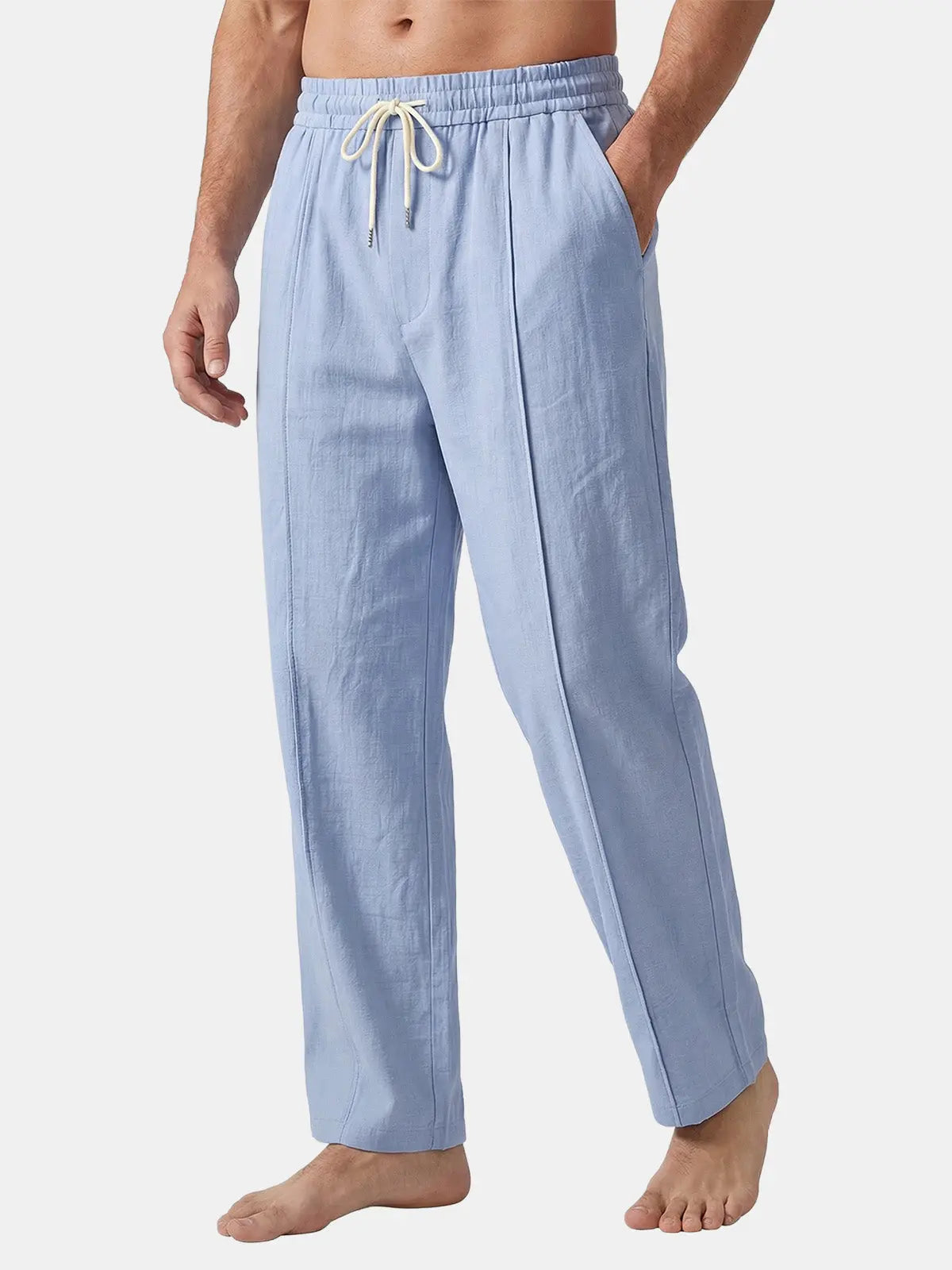 Men's Casual Linen-Blend Drawstring Pants ElevenOasis