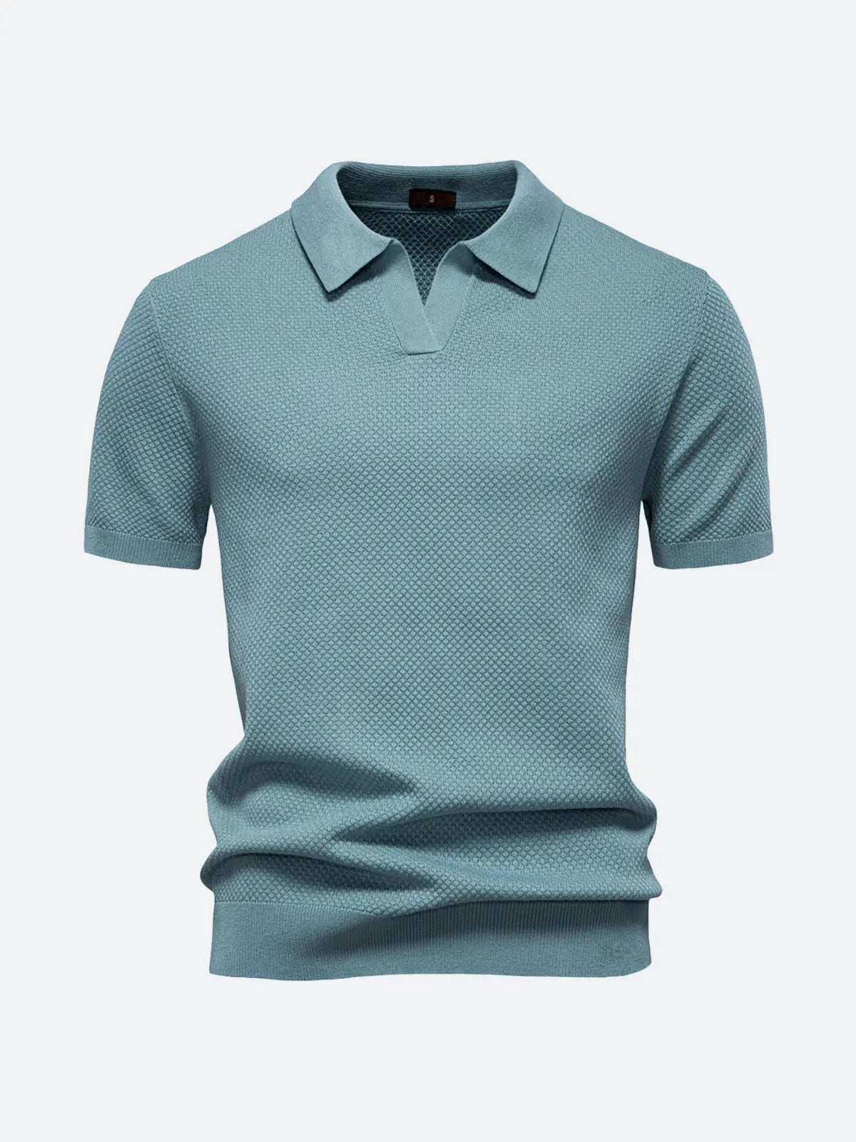 Men's Textured Knit Polo Short Sleeve Shirt ElevenOasis