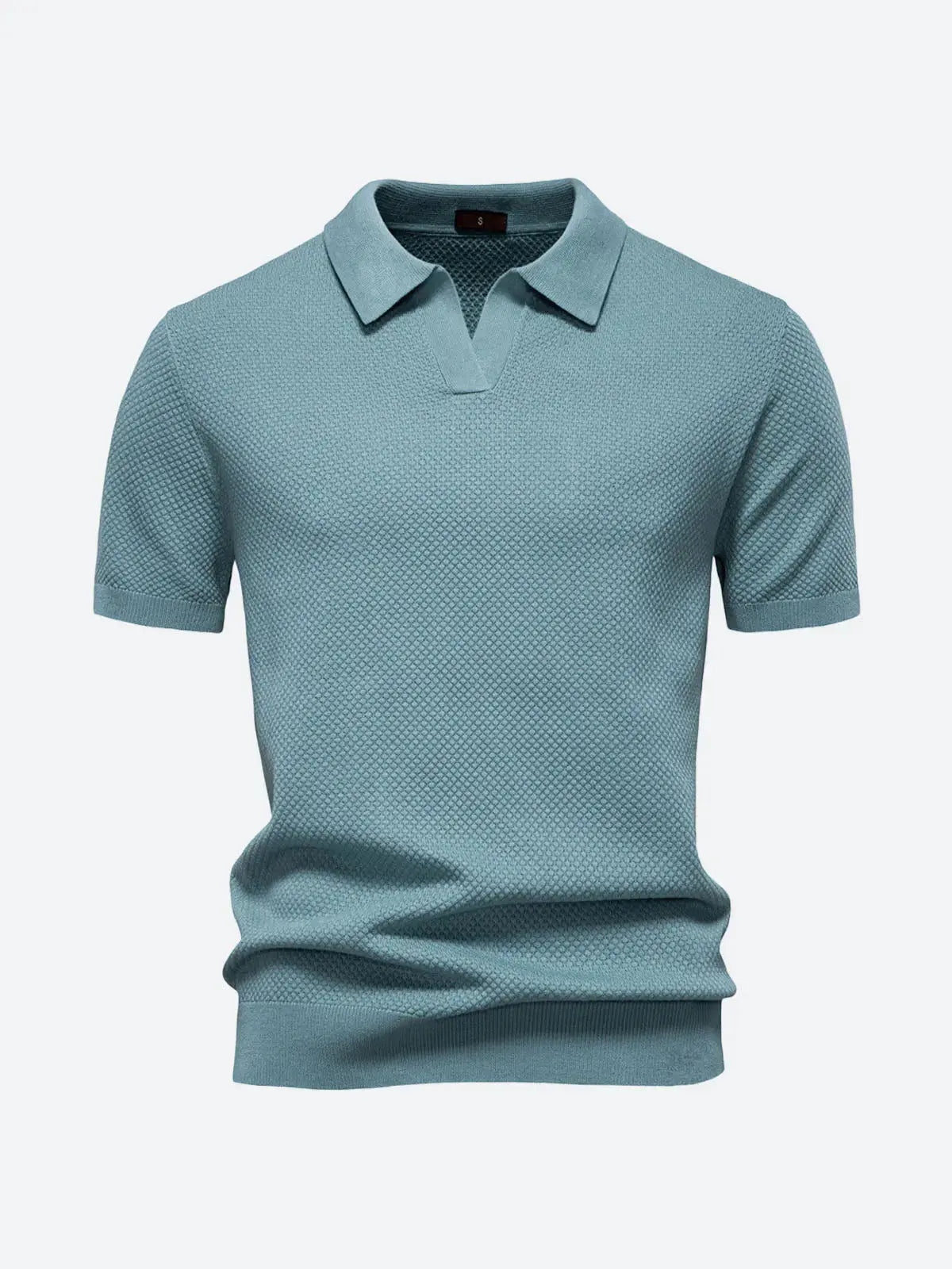 Men's Textured Knit Polo Short Sleeve Shirt ElevenOasis