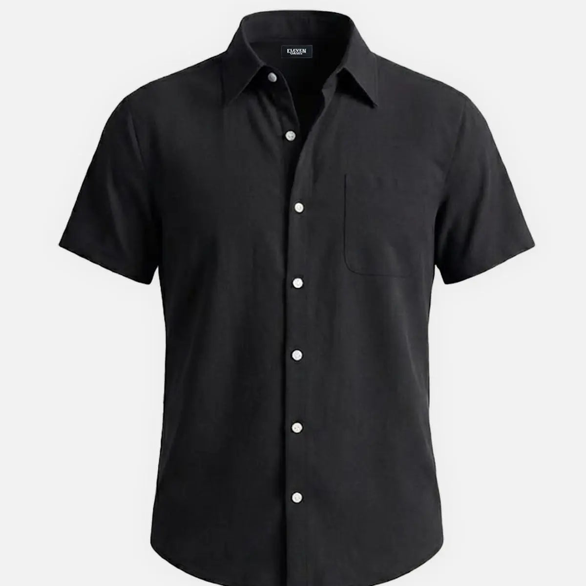Men's Classic Solid Button Down Short Sleeve Shirt Eleven Oasis