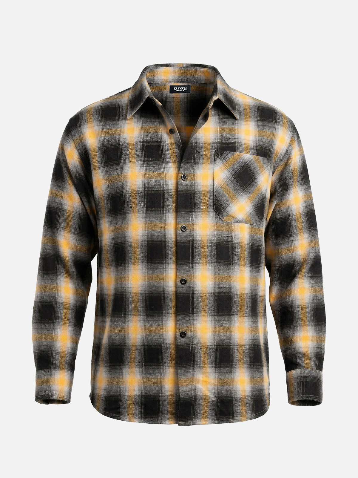 Men's Shadow Plaid Pocket Long Sleeve Shirt Eleven Oasis