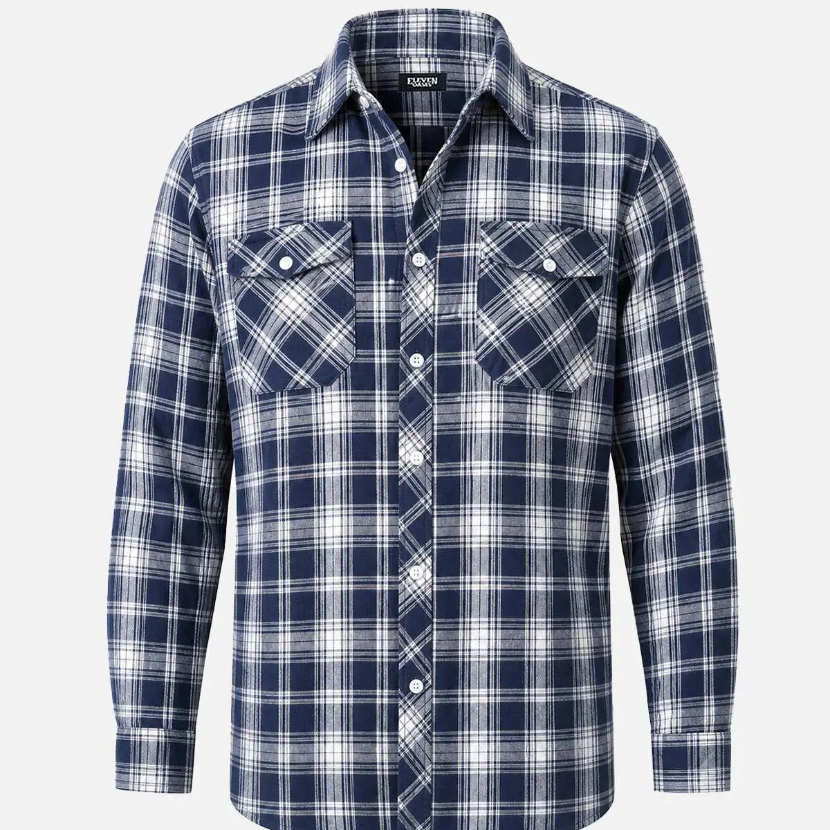 Men's Brushed Plaid Double Pocket Long Sleeve Flannel Shirt Eleven Oasis