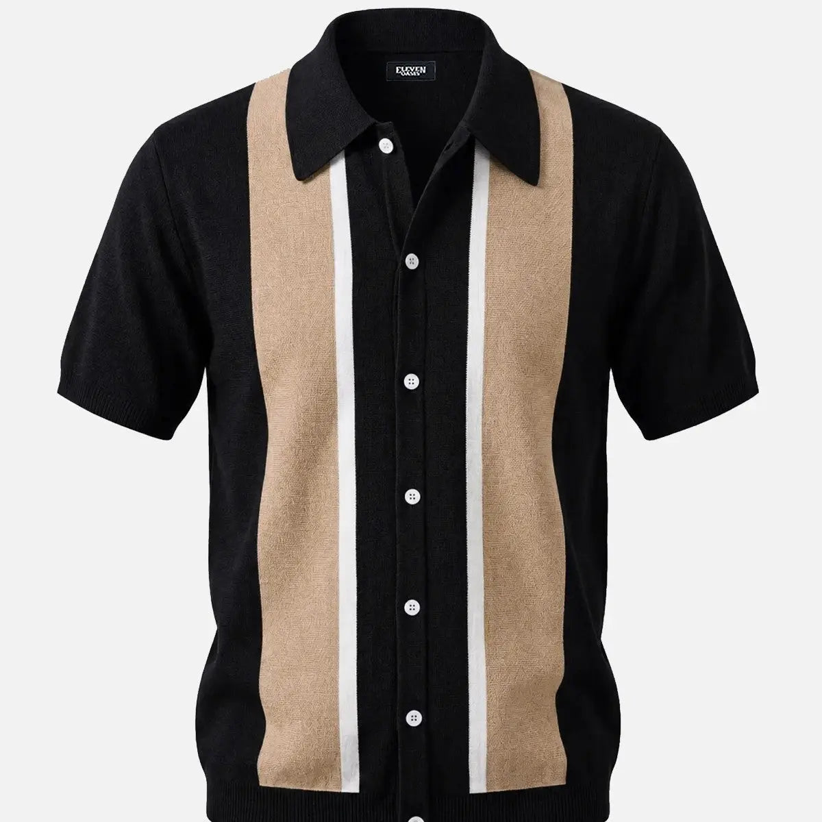 Men's Retro Panel Short Sleeve Knit Shirt Eleven Oasis