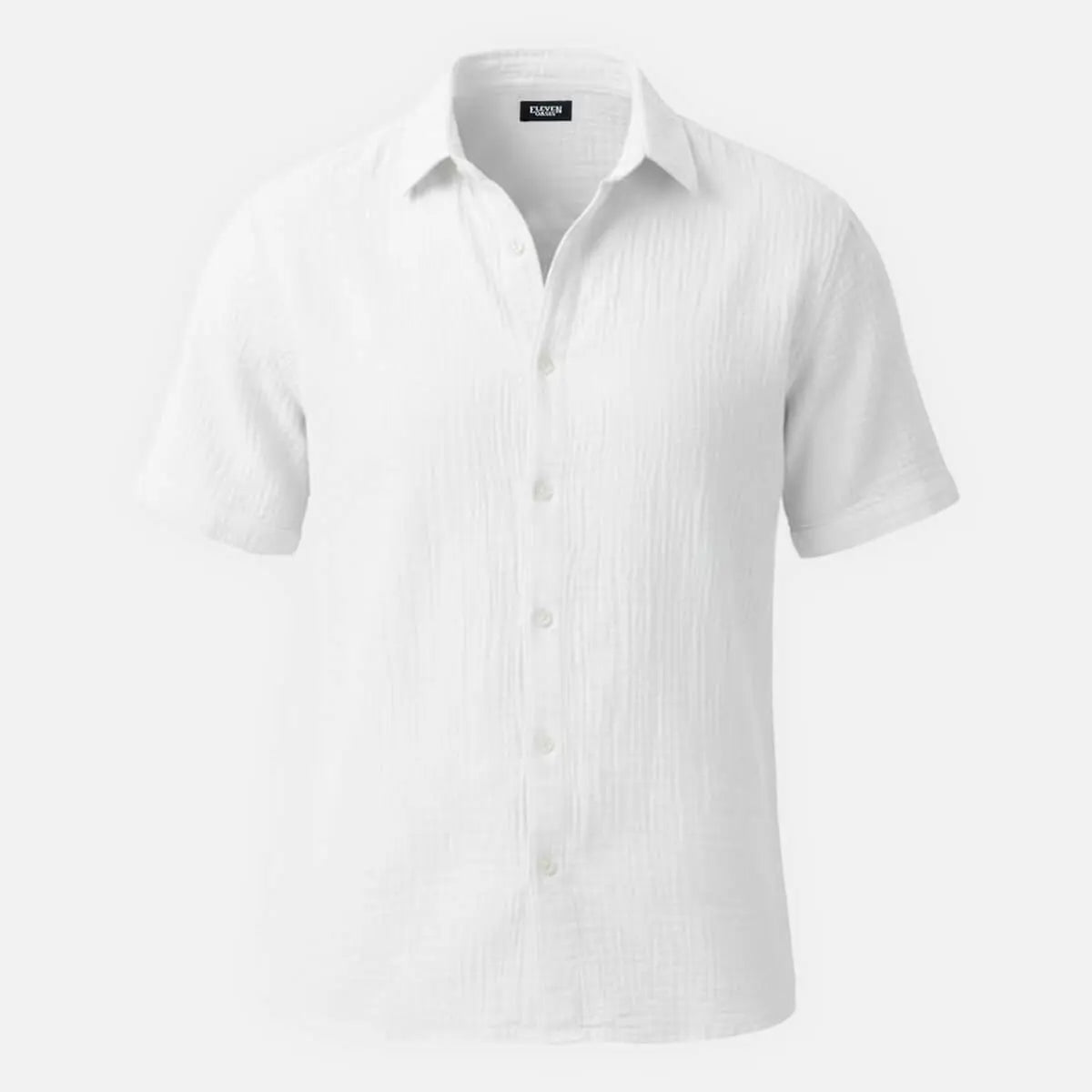 Men's Classic Cotton Crinkled Texture Short Sleeve Shirt ElevenOasis