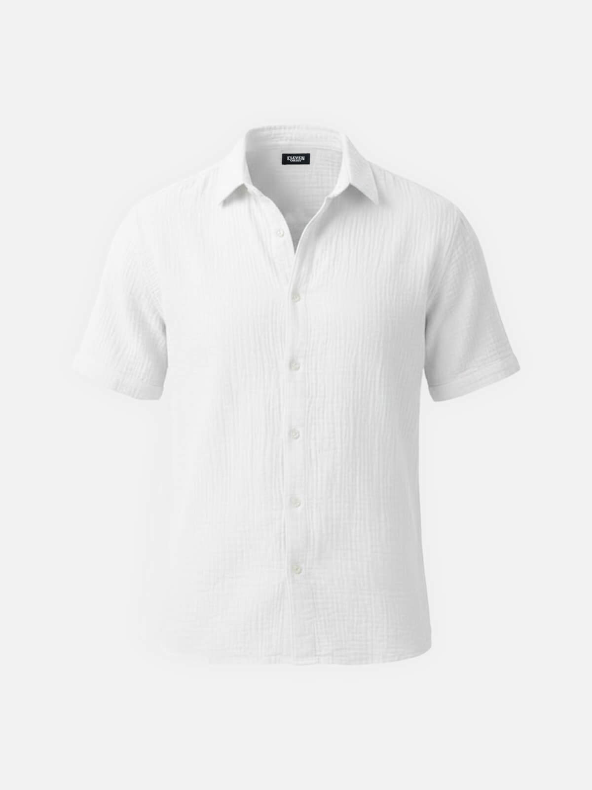 Men's Classic Cotton Crinkled Texture Short Sleeve Shirt Eleven Oasis