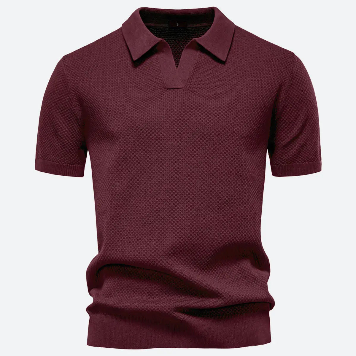 Men's Textured Knit Polo Short Sleeve Shirt ElevenOasis